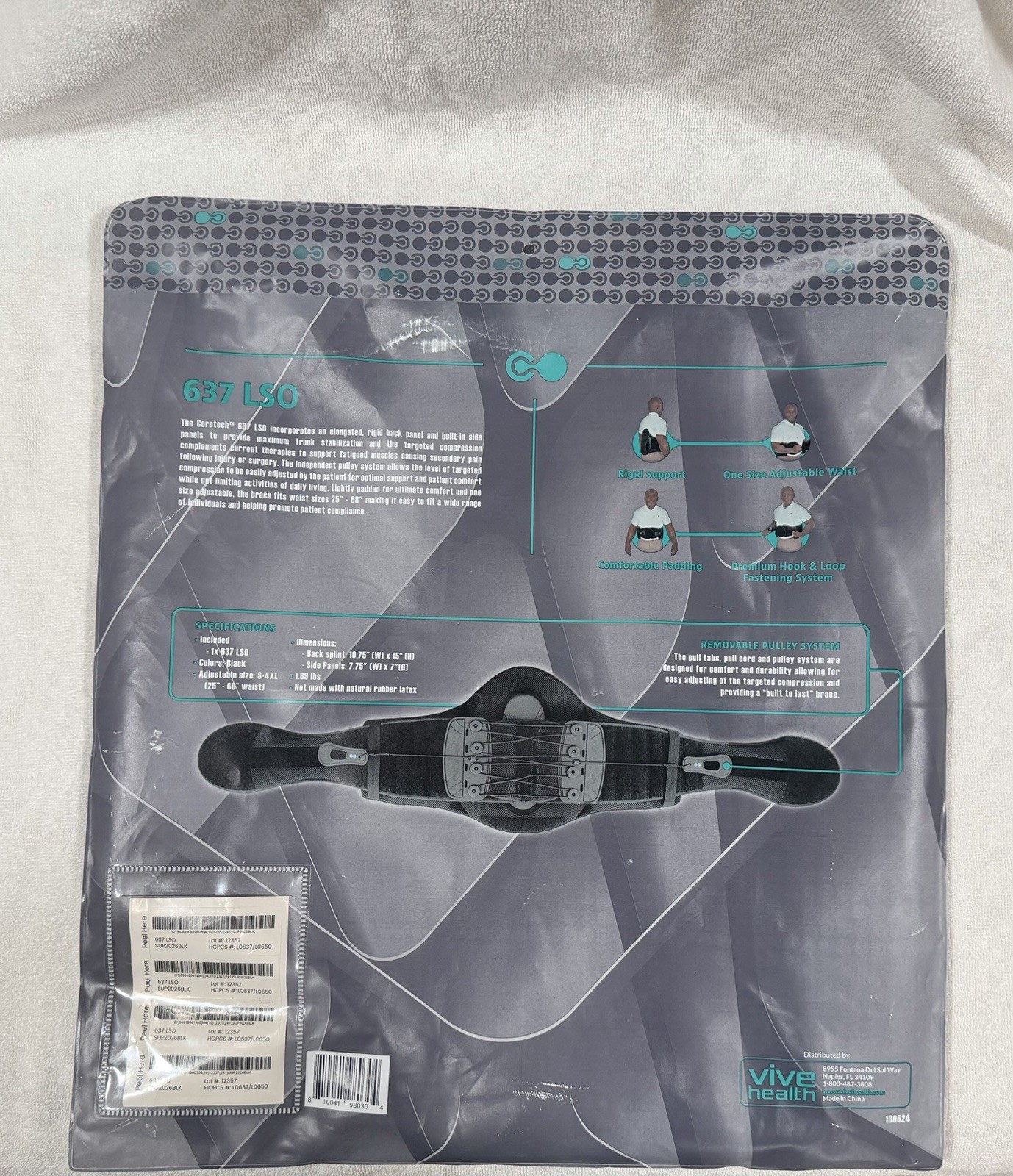 Coretech Back Support Stabil Brace SUP2026BLK S to 4XL 25″ to 68″ Waist 637 LSO