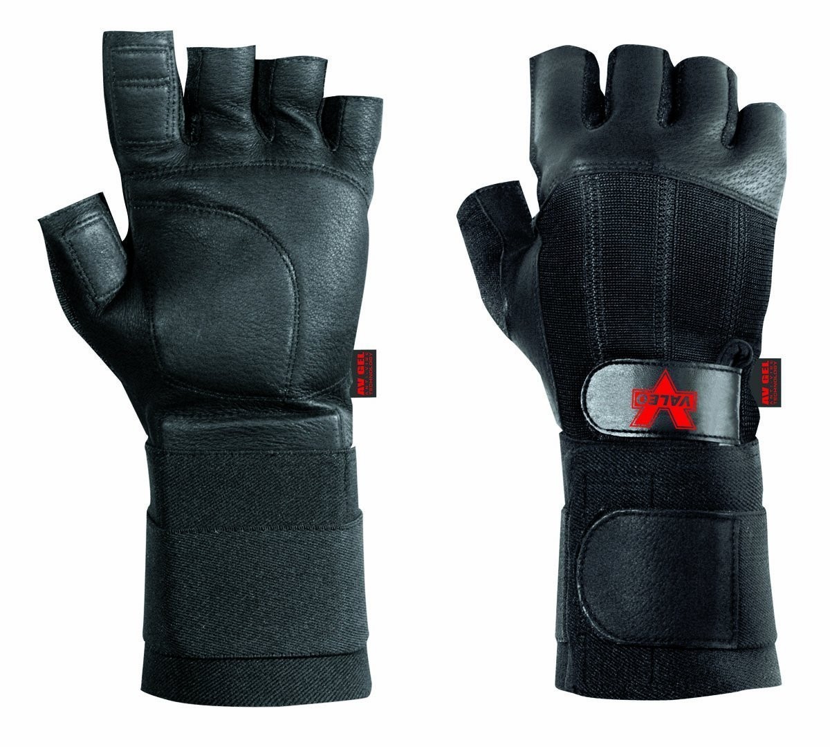 Valeo Industrial V440-WS Leather Pro Fingerless Anti-Vibe Gel Glove Wrist Wrap