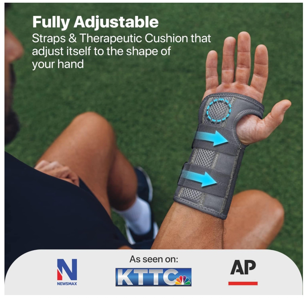 DR. BRACE – Adjustable WRIST Brace with Top and Bottom Splints – MED/LEFT