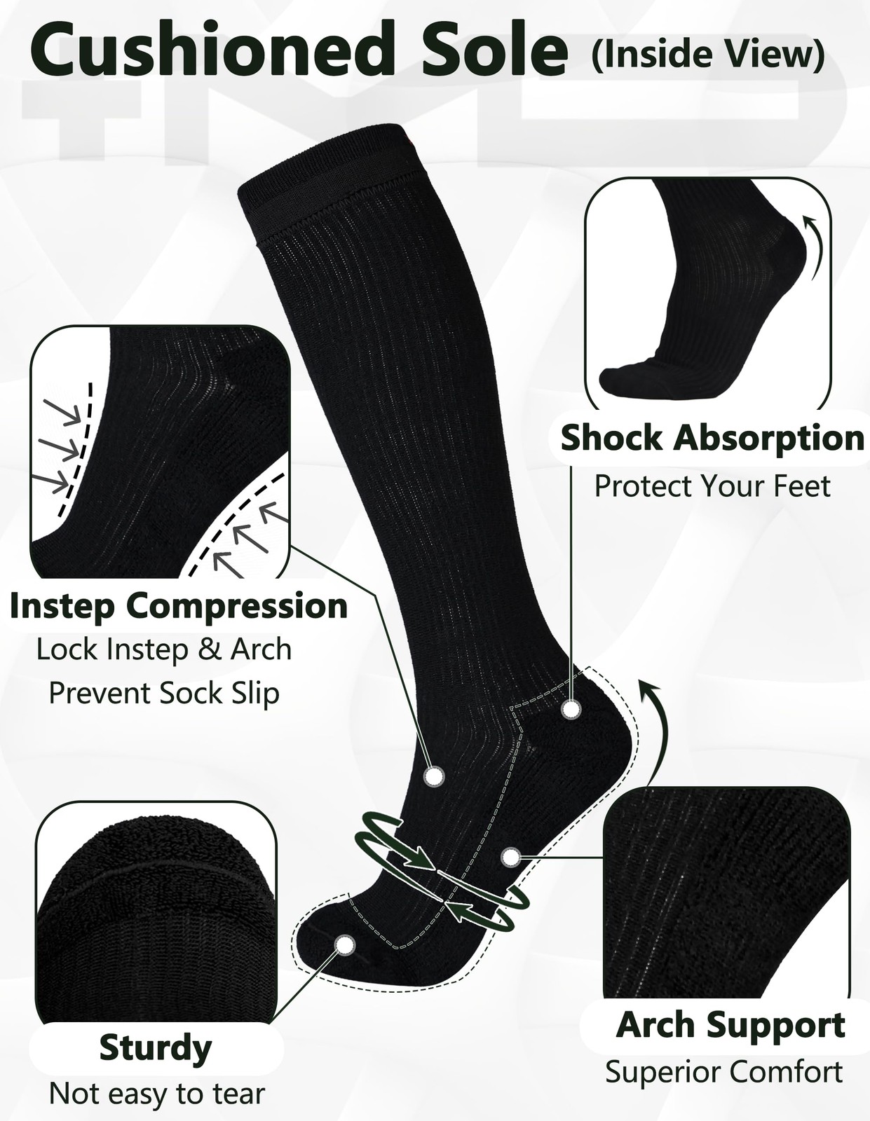 +MD 3 Pairs Bamboo Viscose Compression Socks for Women Men 1520mmHg Knee High…