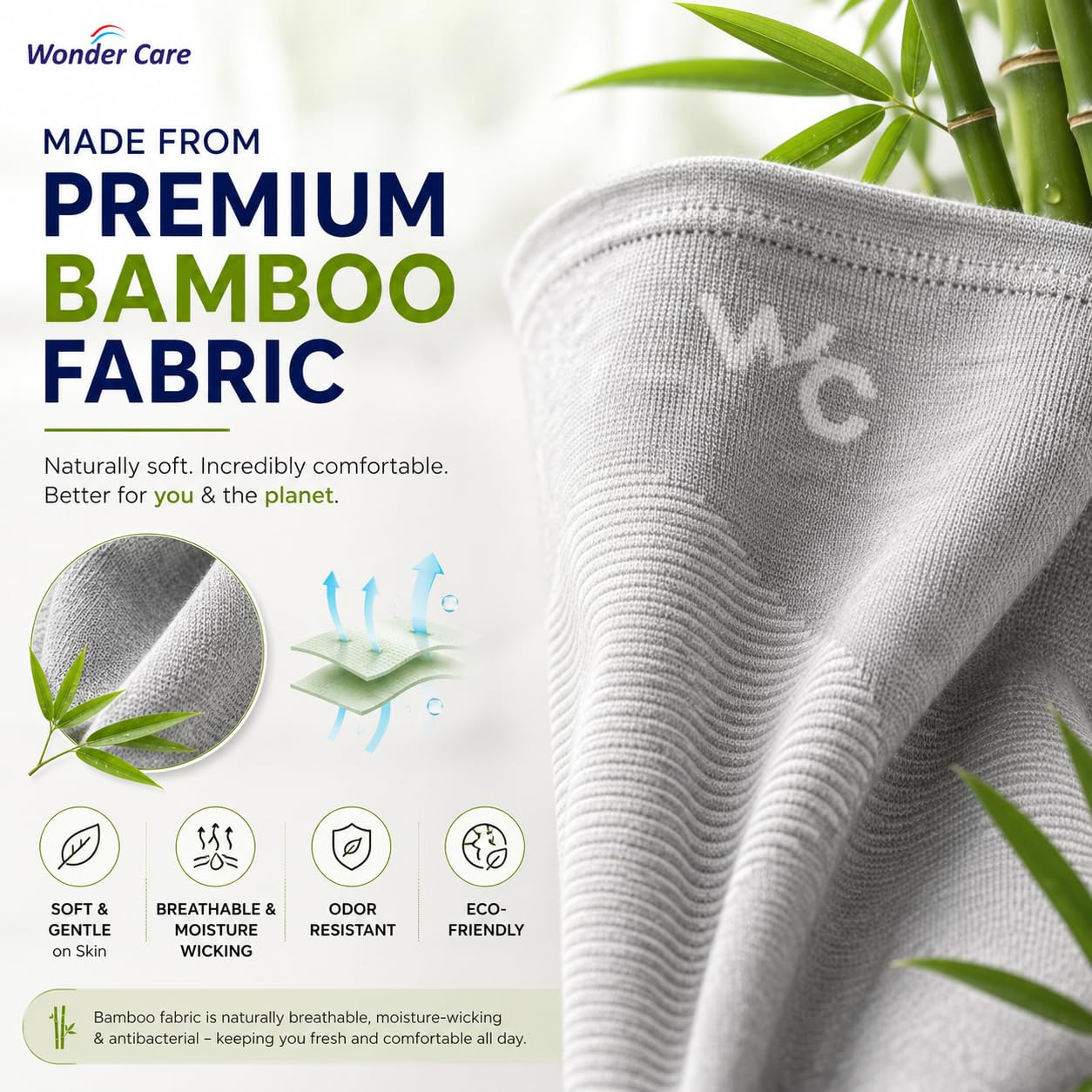 2-Pack Bamboo Knee Compression Sleeve for Men and Women, Compression Knee Sleeve