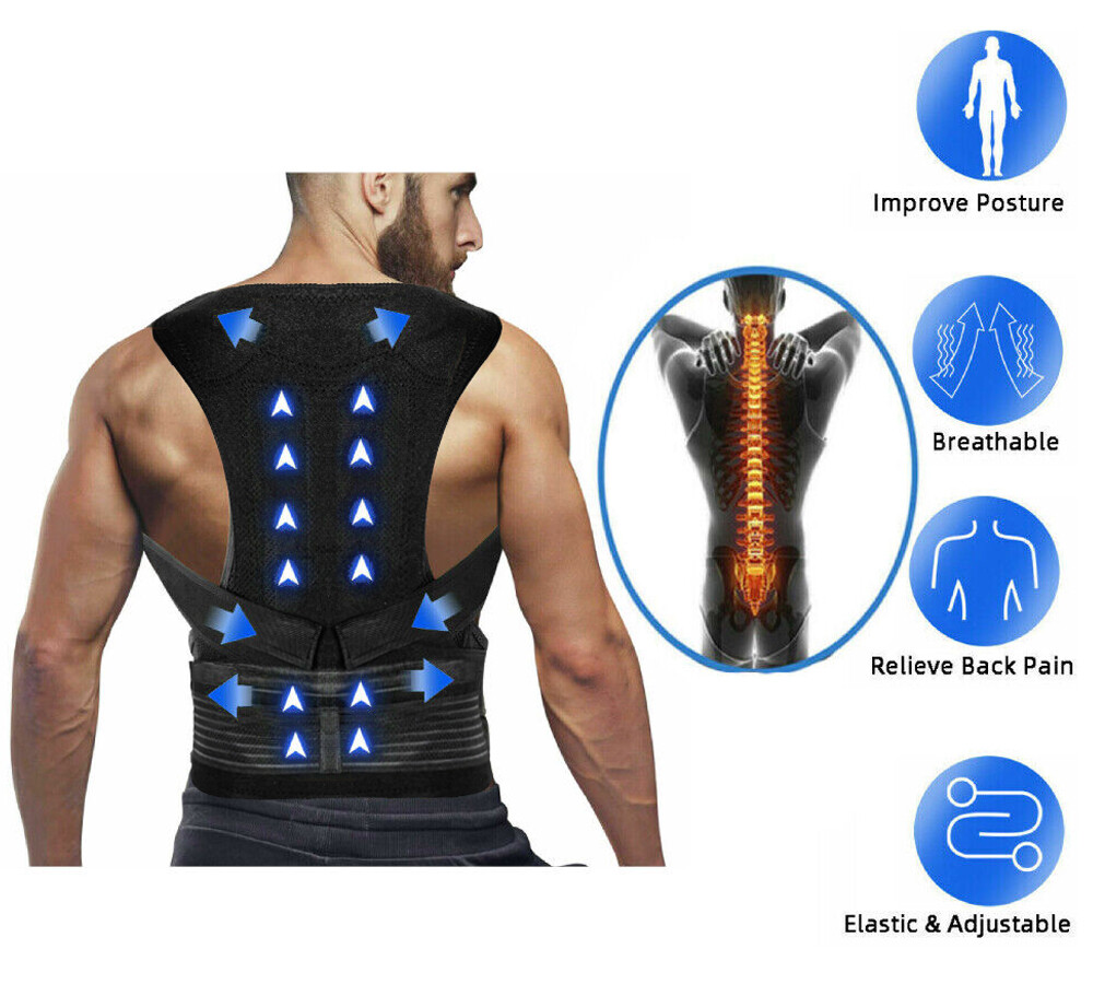 Adjustable Posture Corrector Low Back Support Shoulder Brace Belt Heated Vest