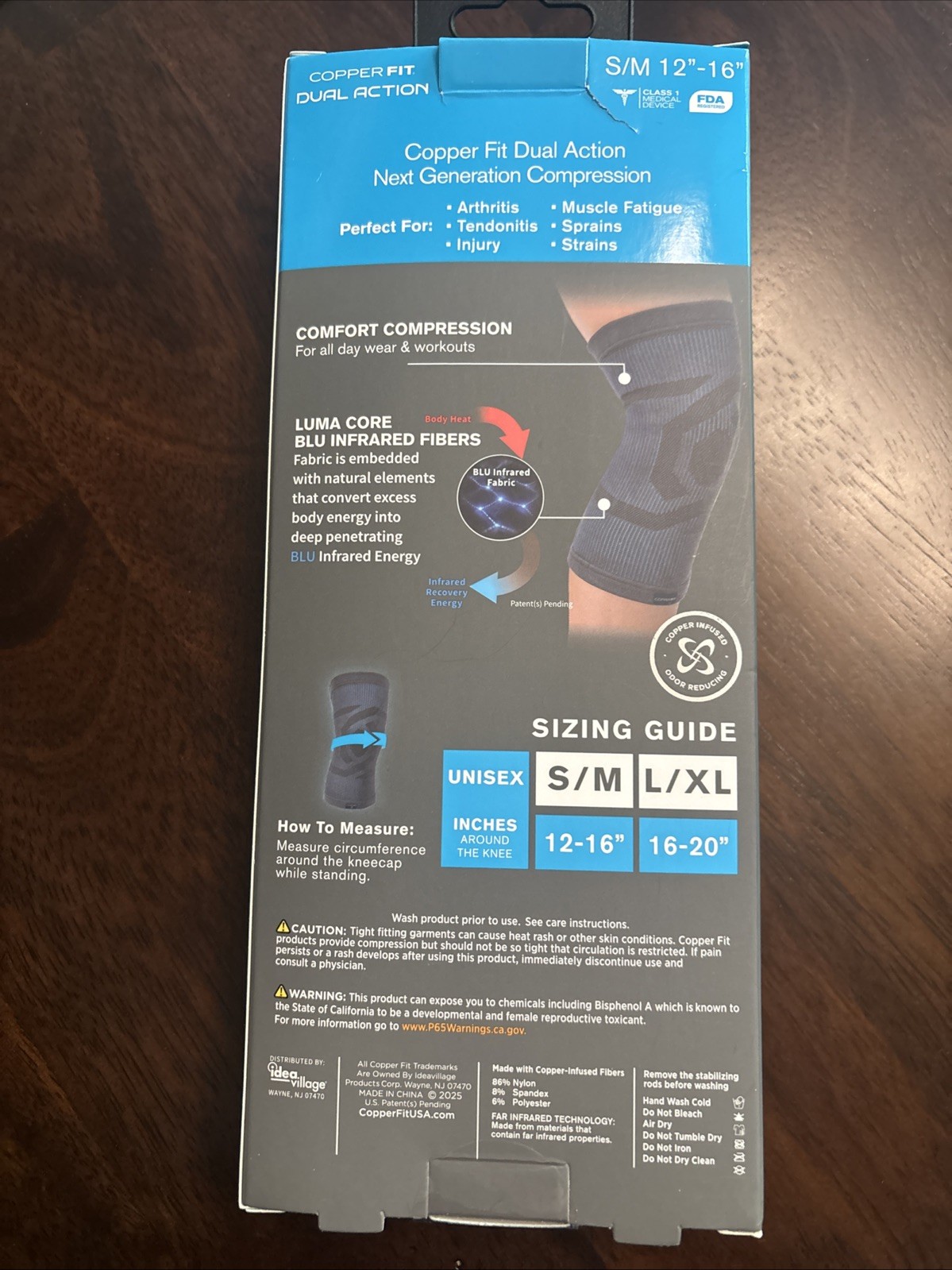 NEW COPPER FIT DUAL ACTION KNEE SLEEVE COMPRESSION S/M BRACE