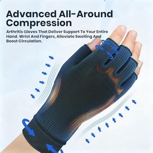 Copper Arthritis Gloves 2 Pairs Compression Hand Support for Pain Relief Carpal