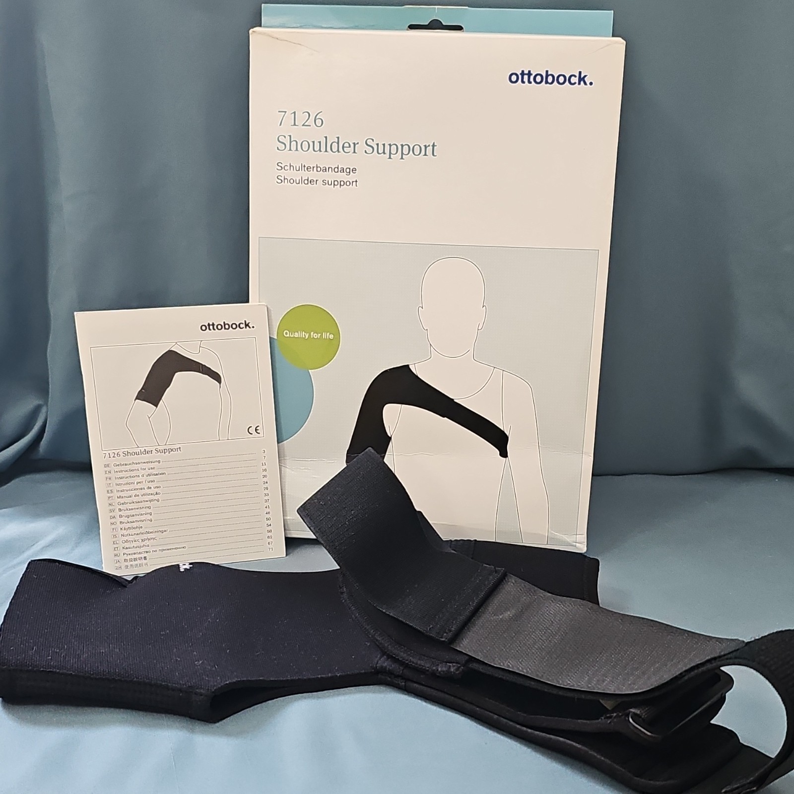 Ottobock 7126 Shoulder Support Brace XS Black Adjustable Neoprene CE