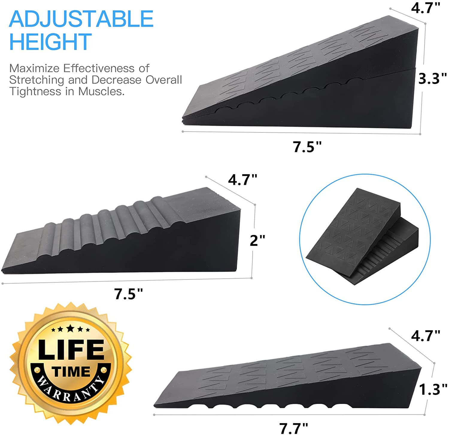Squat Wedge Height Adjustable Slant Board for Heel Elevated Squats Calf Stretche