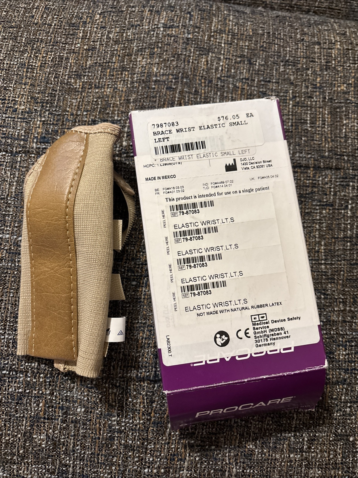 Procare Elastic Wrist Brace, Small Beige (Left)- NIB