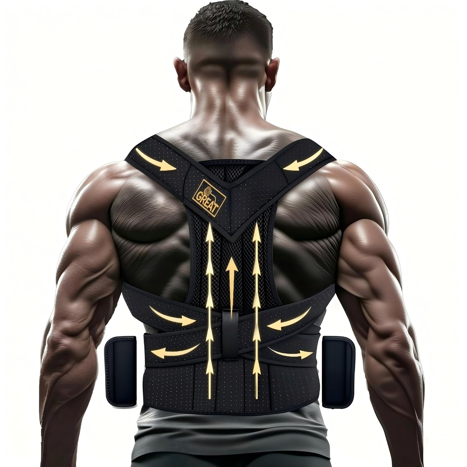 LifeLove Adjustable Posture Support Brace for Upper Back & Shoulders, Fits He…