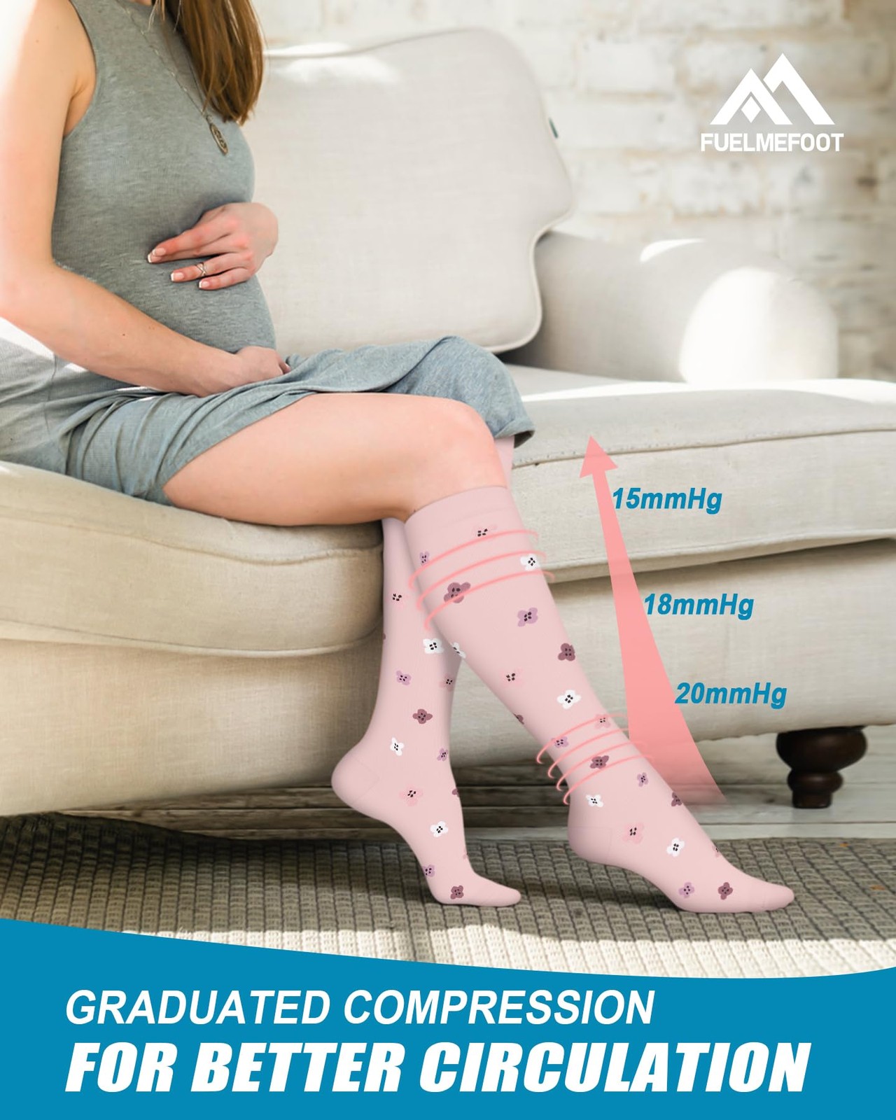 6 Pairs Compression Socks for Women & Men 15-20mmHg Graduated Support Knee Hi…
