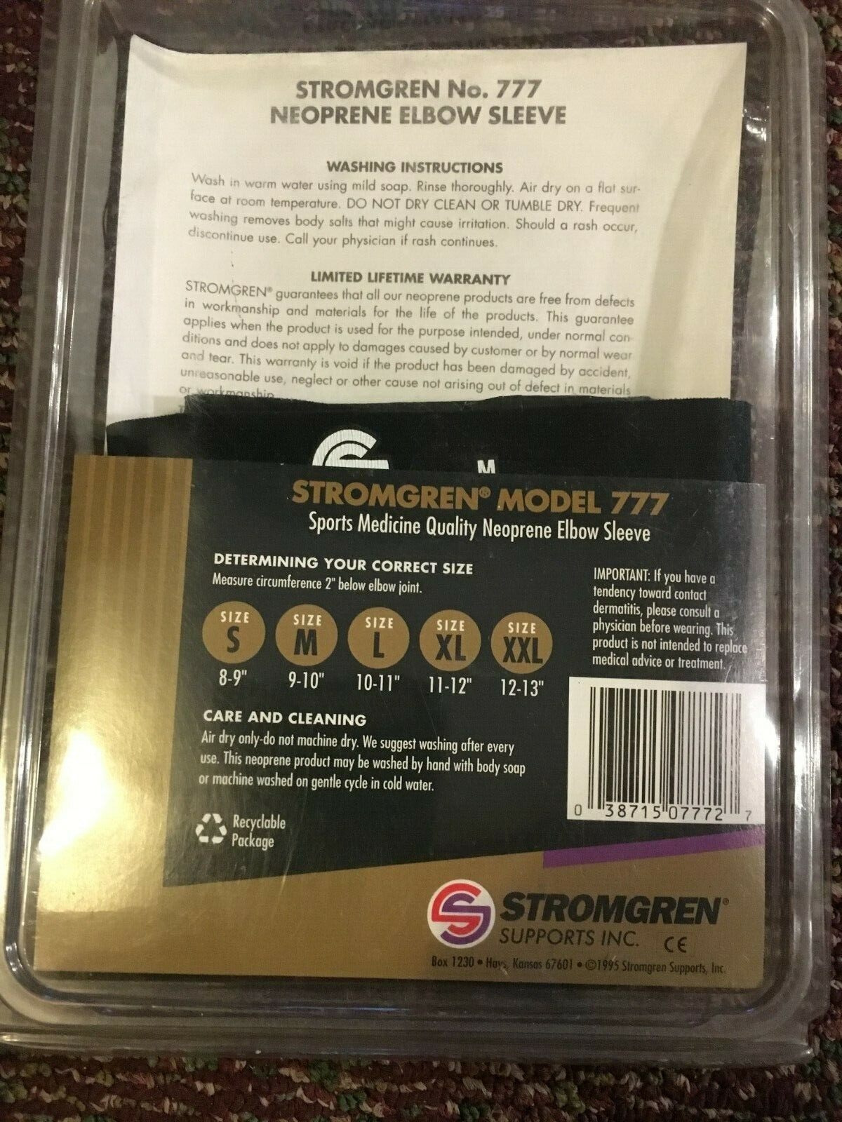 Stromgren Neoprene Elbow Sleeve Model 777 Sports Medicine quality. size Medium
