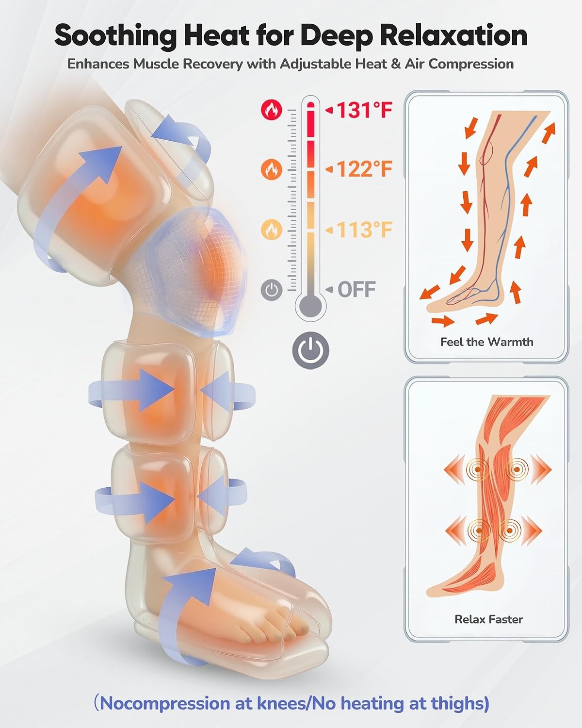 BESTJEEF Air Compression Leg Massager with Heat : Foot and Calf Massager -no box