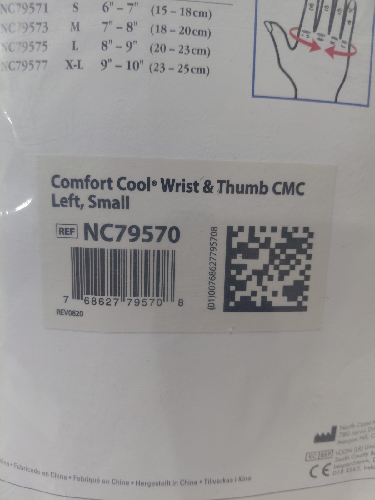 NEW Comfort Cool Wrist & Thumb CMC Black Left Small NC79570
