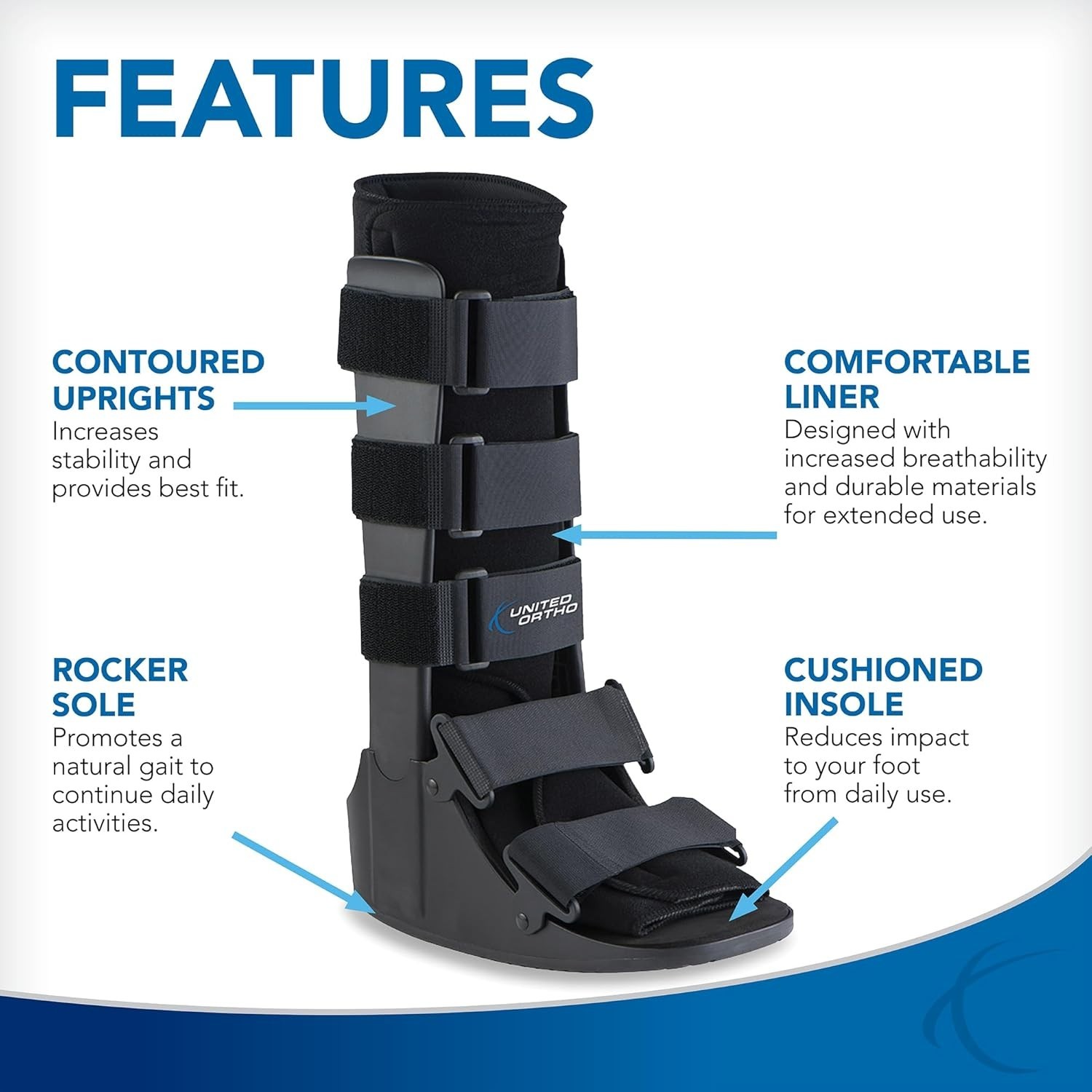 United Ortho USA14105 Air Cam Walker Fracture Boot, Small, Black