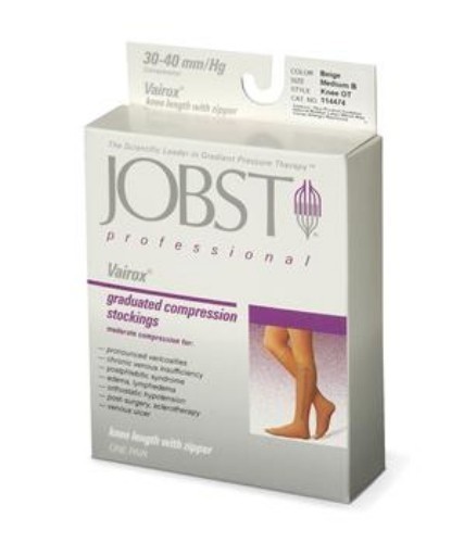 Jobst Vairox Knee 30-40 mmHg Compression Stockings Supports Open Toe Zippered