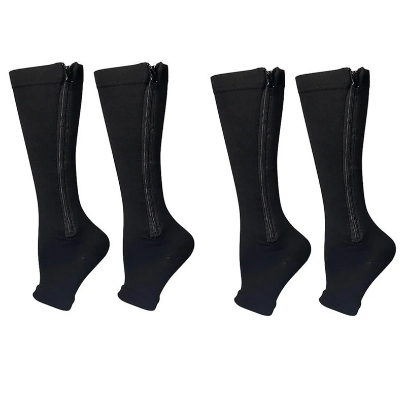 Zipper Compression Socks-Easy On/Off Nylon Graduated Support Stockings