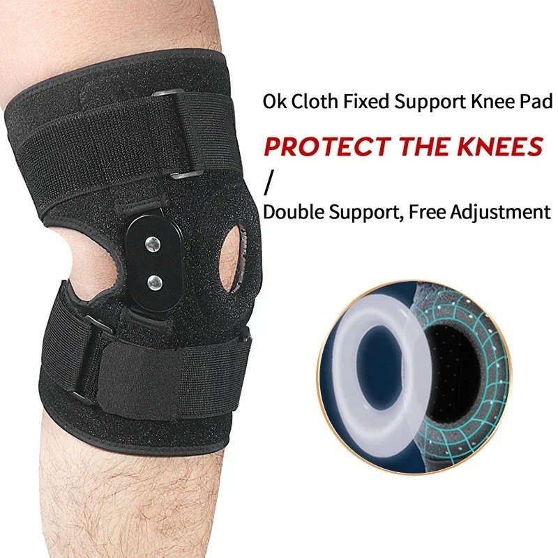 Knee Brace Compression Sleeve Hinged Joint Support Open Patella Stabilizer Wrap