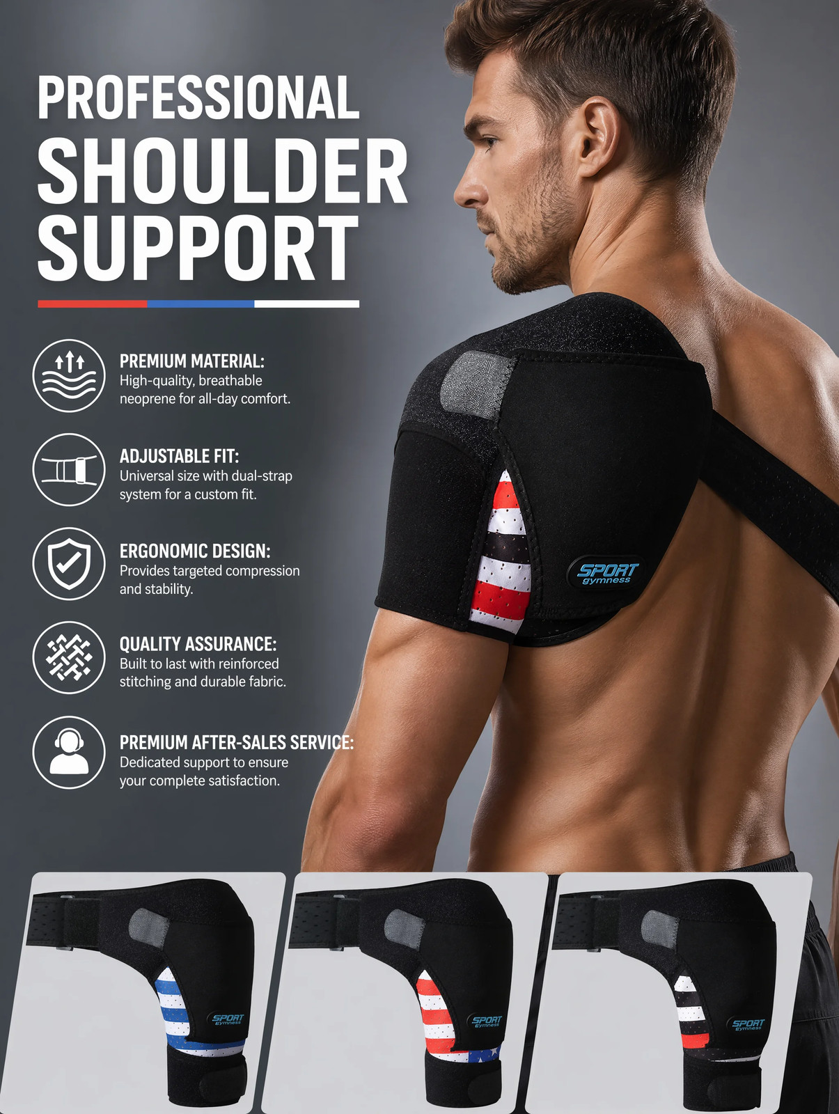 New Shoulder Support Brace, Adjustable Shoulder Stability Brace with Ice Pocket