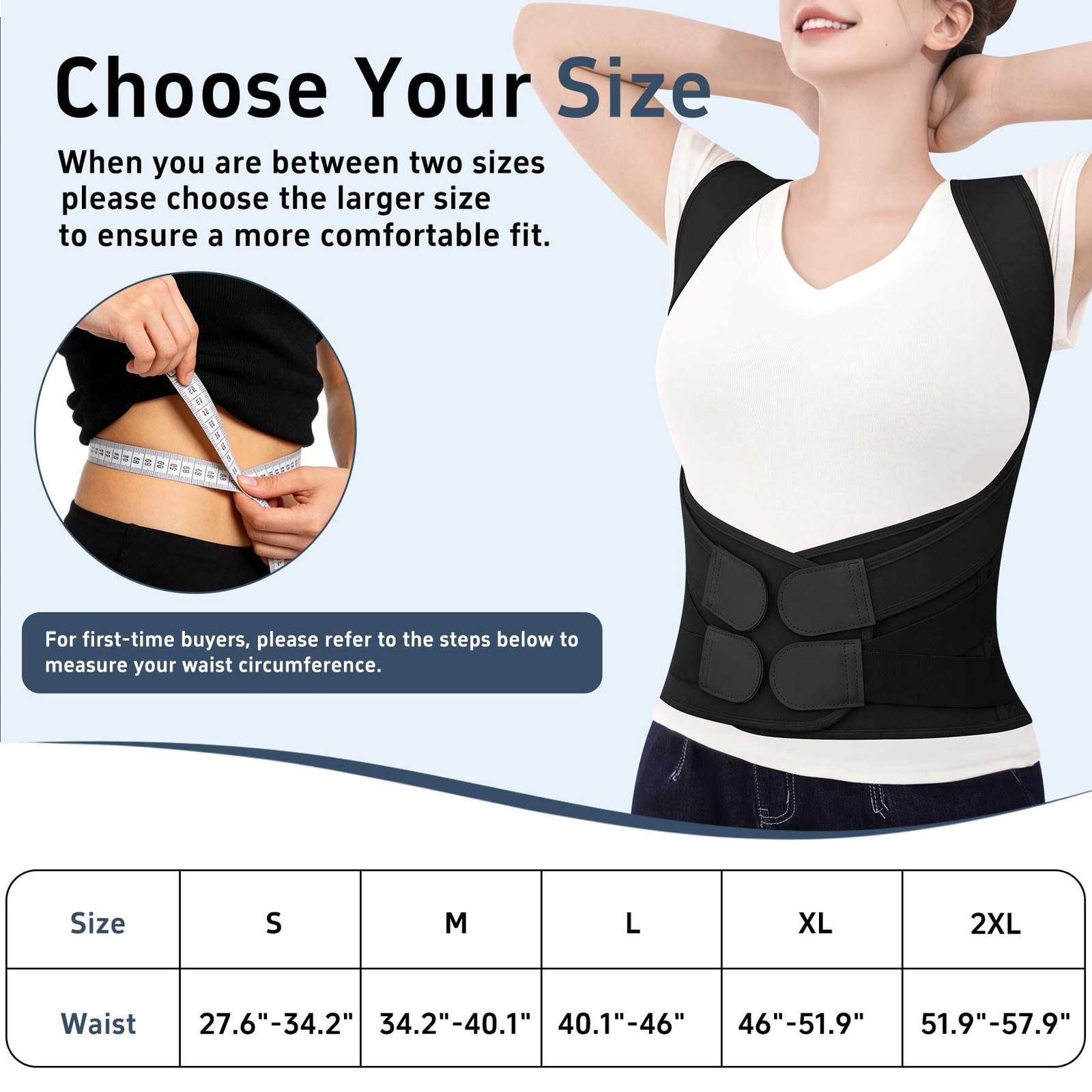 Ycctvar Back Brace Posture Corrector for Women and Men Upgraded Medium, Black