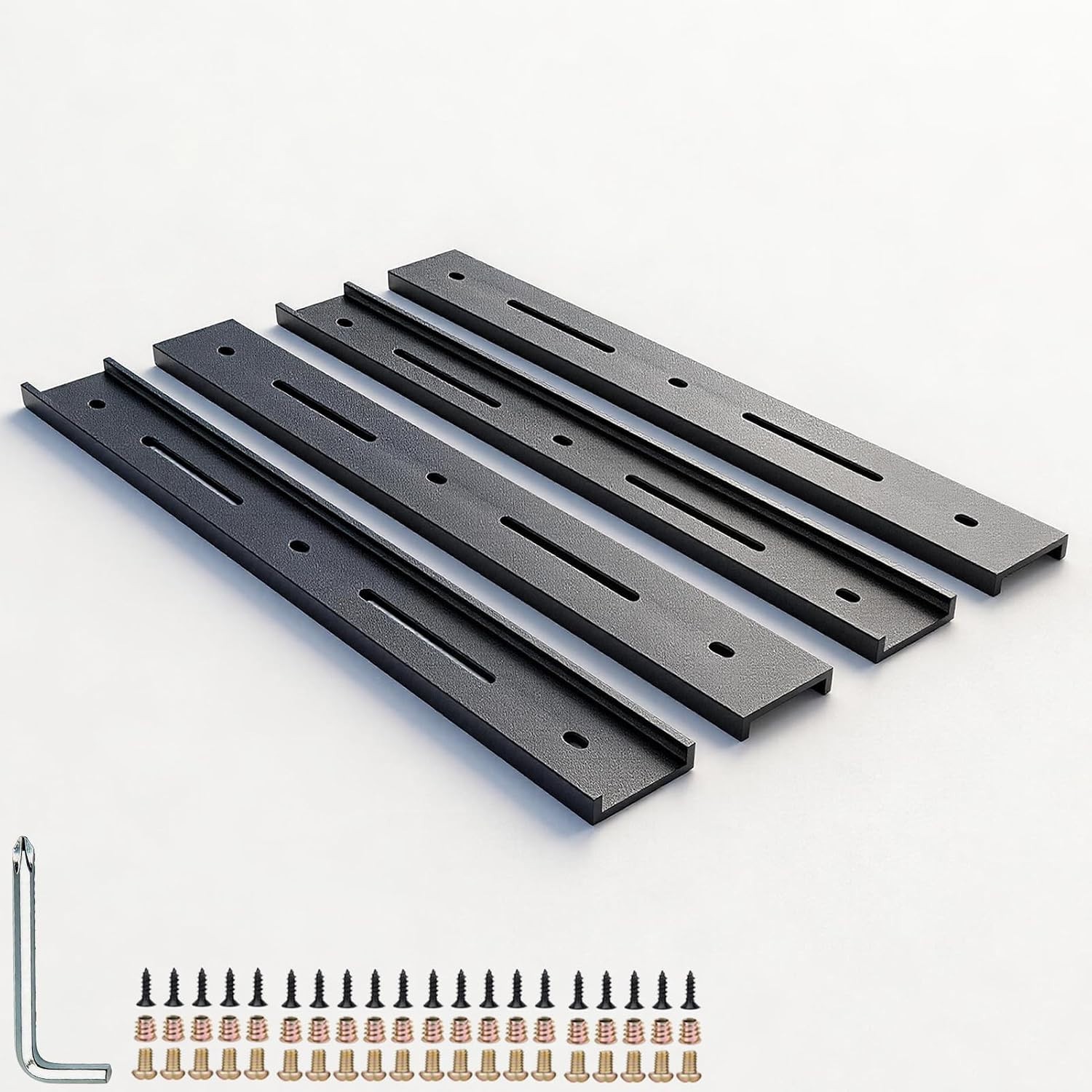 C Channel Steel Support Bracket for Table Top, Black, 4 Pack, 24 Inch