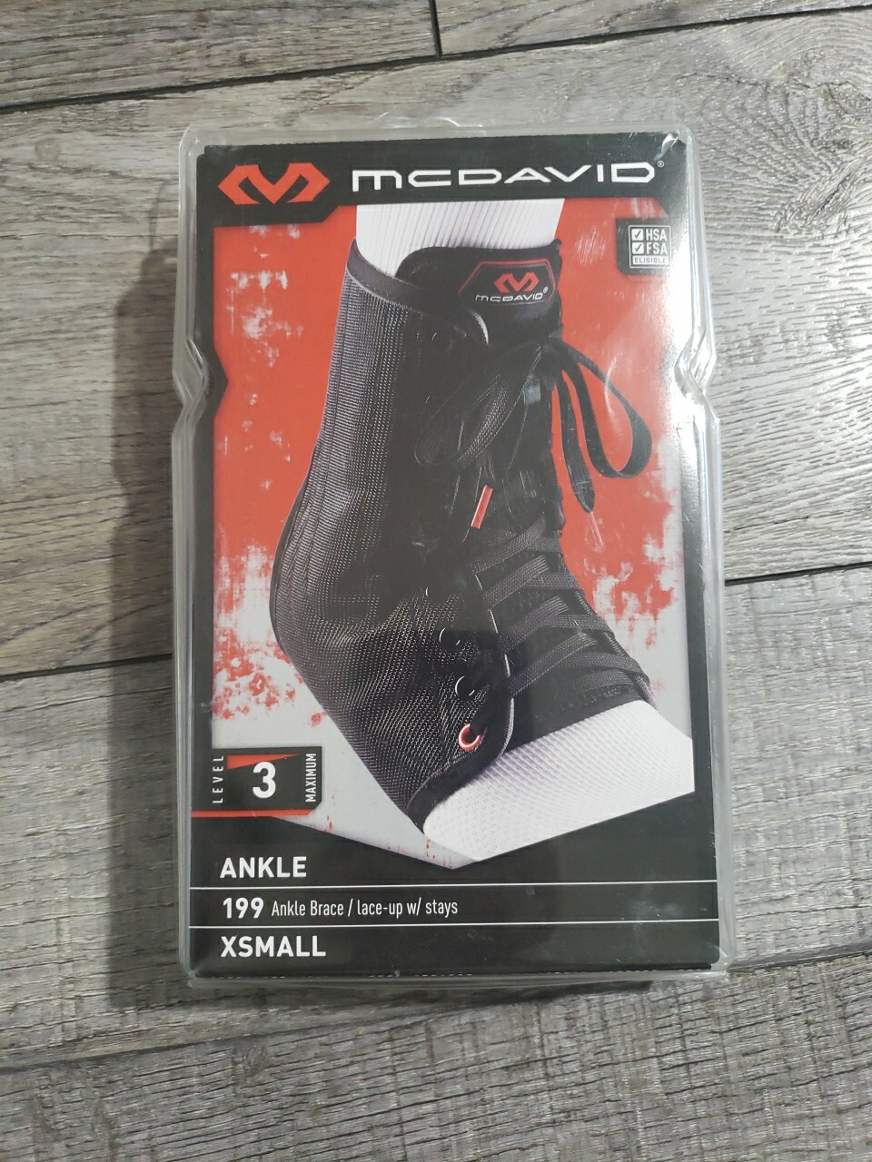 McDavid 199 Laced Ankle Brace With Stays, Black, X-Small, LEVEL 3