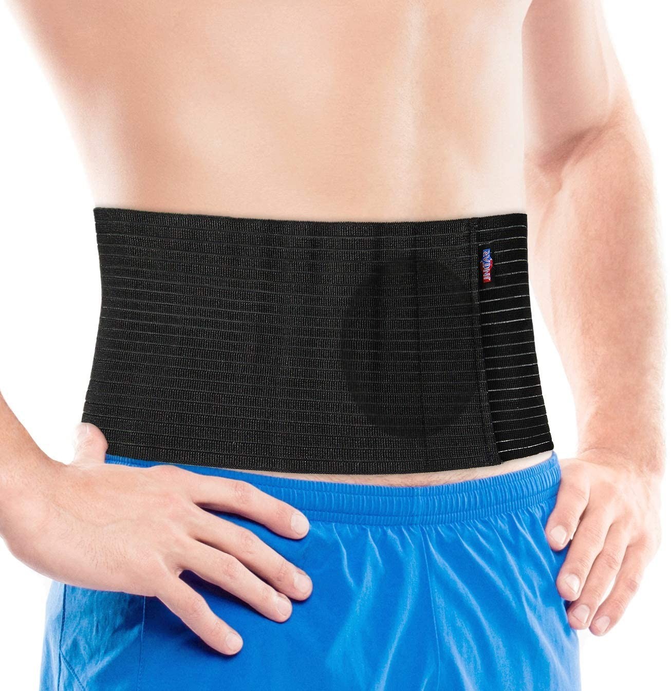 Umbilical Hernia Belt for Men and Women, Abdominal Binder w/ Compression 5IN