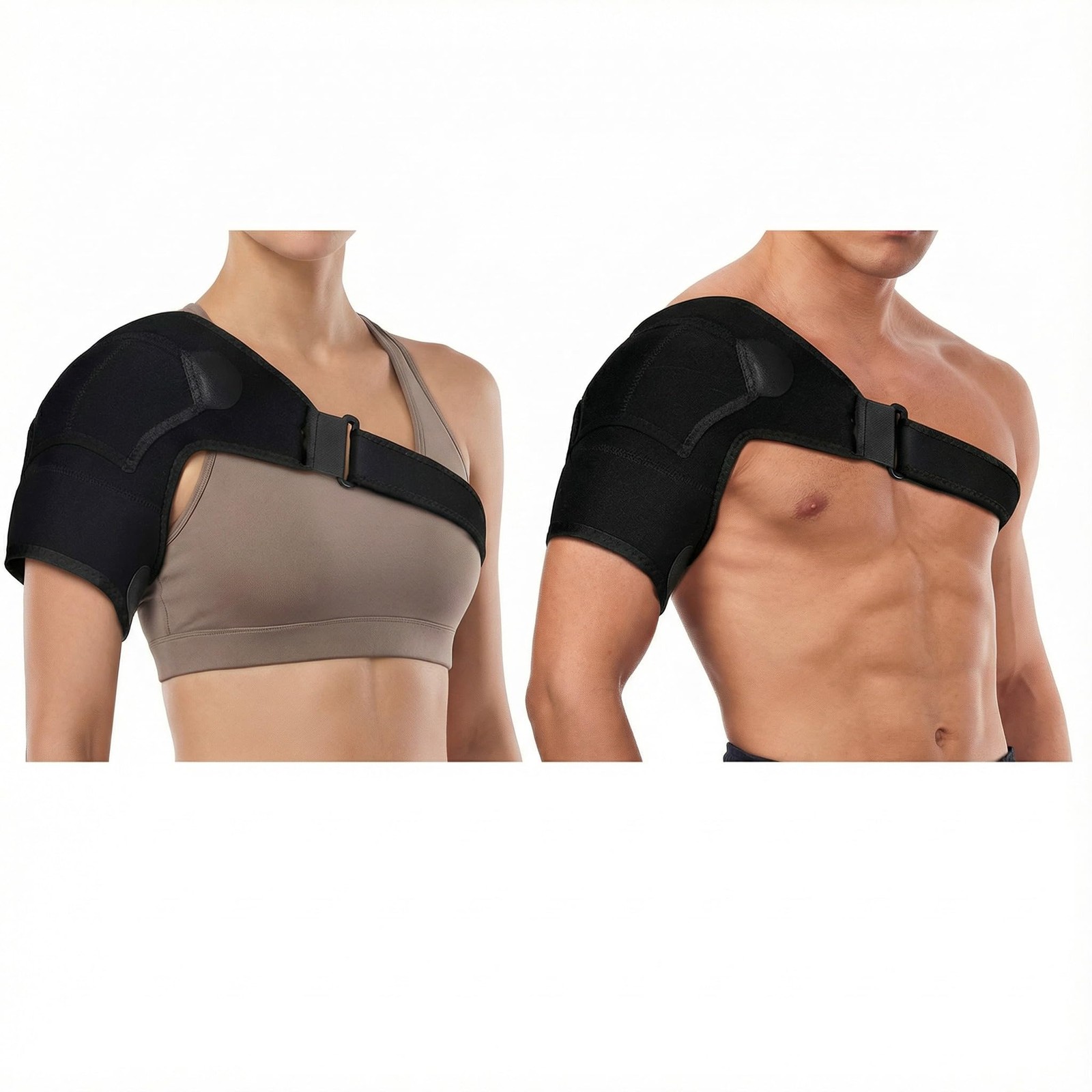 2 PCS Black Shoulder Brace Adjustable Large Support Men Women Joint Sleeve