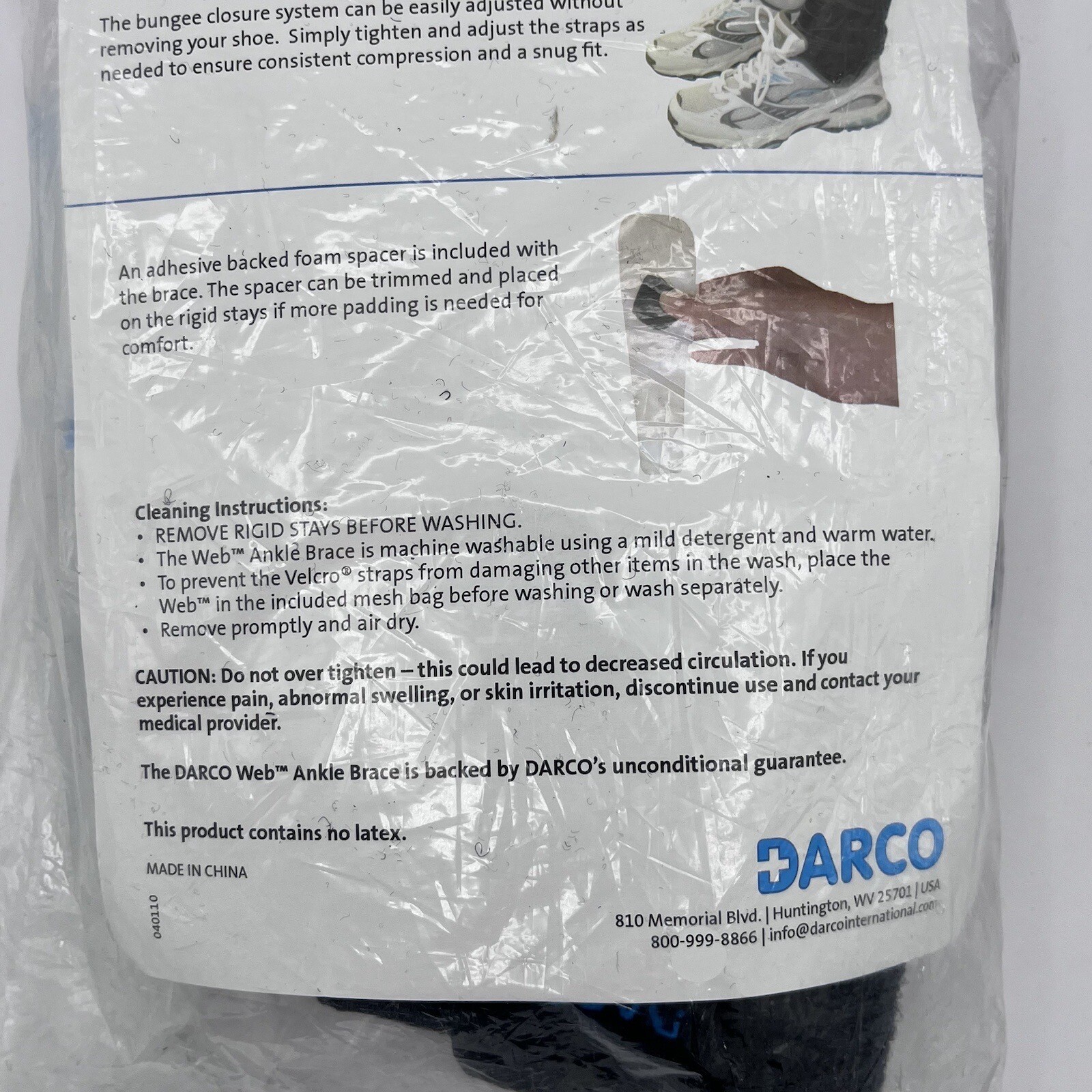 Darco Web Ankle Brace Large Bungee Hook and Loop Strap Closure for the Foot NEW!