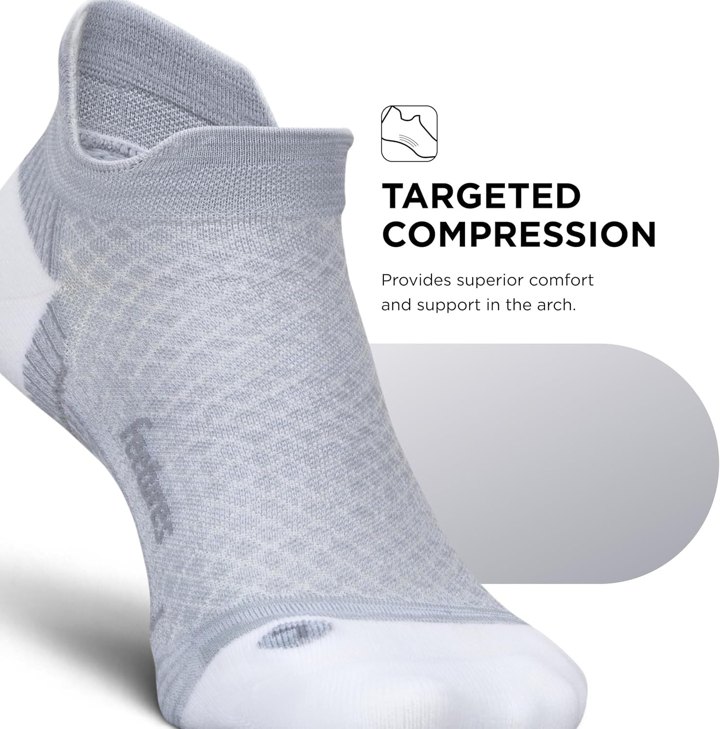 Breathable Athletic Socks Large Gray 3-Pair Plantar Fasciitis Relief No Show
