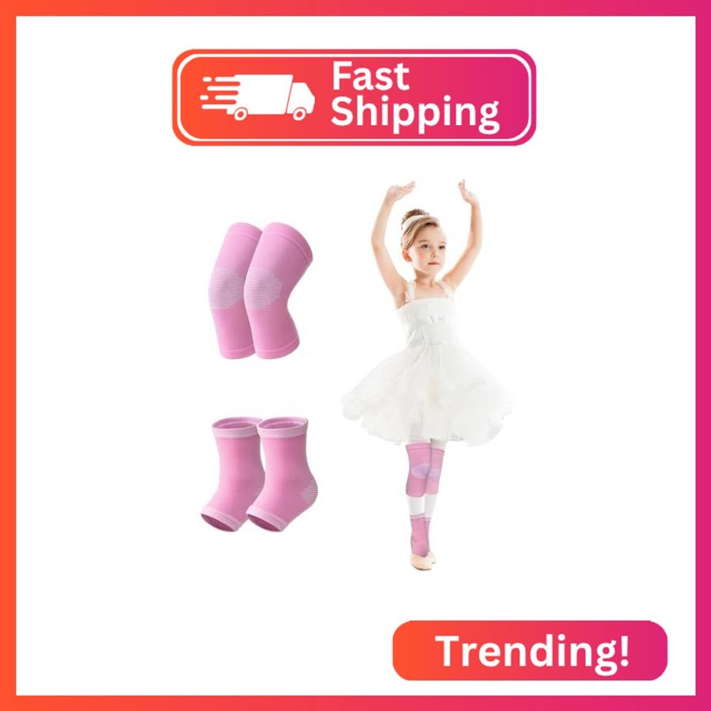 Domaste 2 Pairs Kids Compression Knee Braces and Ankle Supports, Children Non Sl