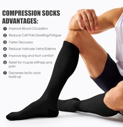 4 Pairs Compression Socks for Women and Large-X-Large 06 Black/White/Grey/Pink
