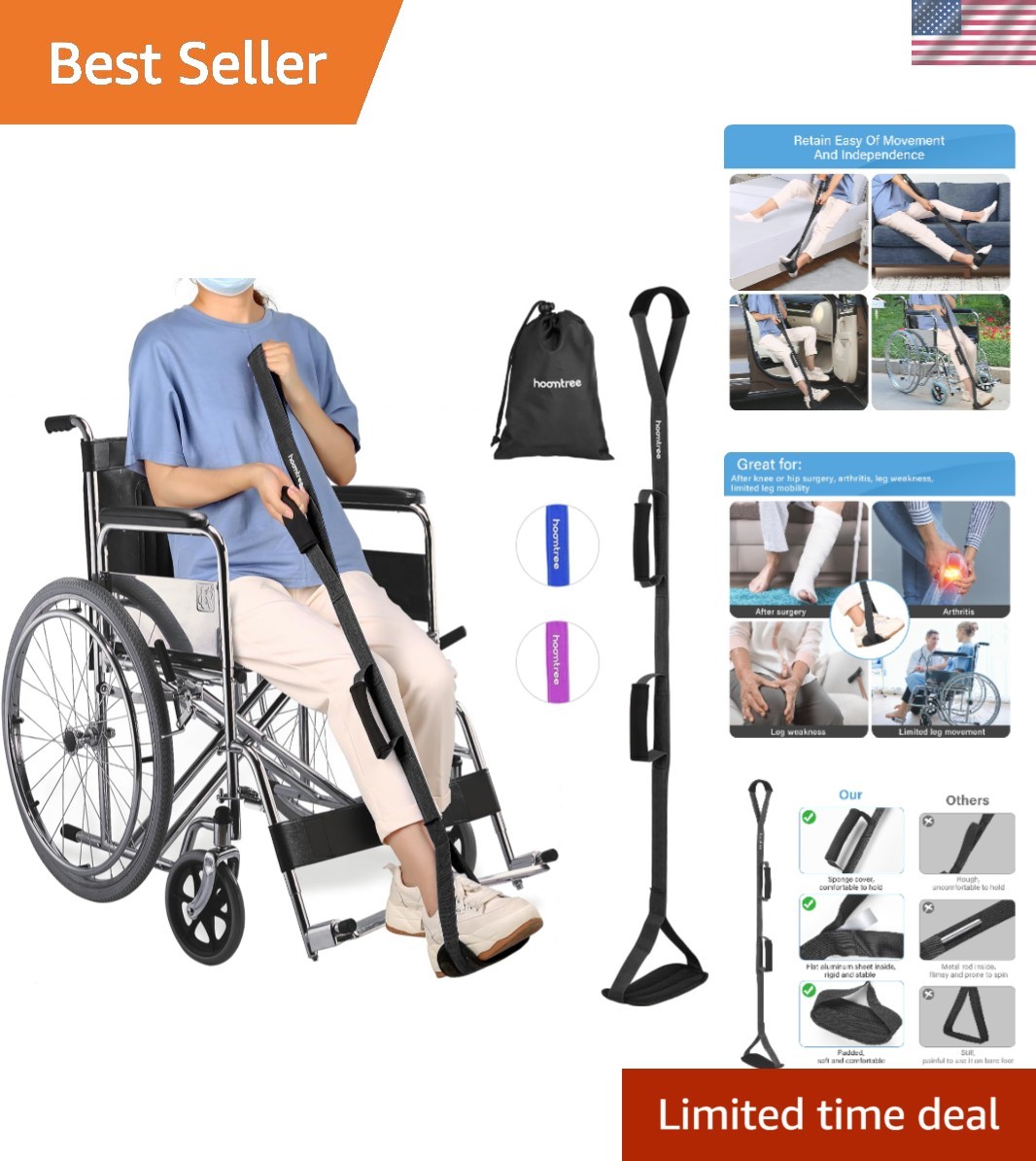 Rigide 43-Inch Leg Lifter Strap with Padded Handles – Essential for Recovery
