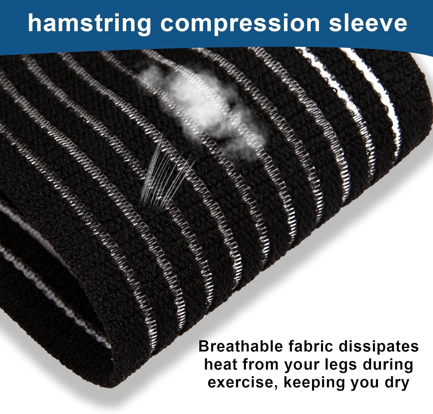 2 PCS Thigh Hamstring Compression Sleeve Black 200Cm x 8Cm Nylon-Lycra Blend