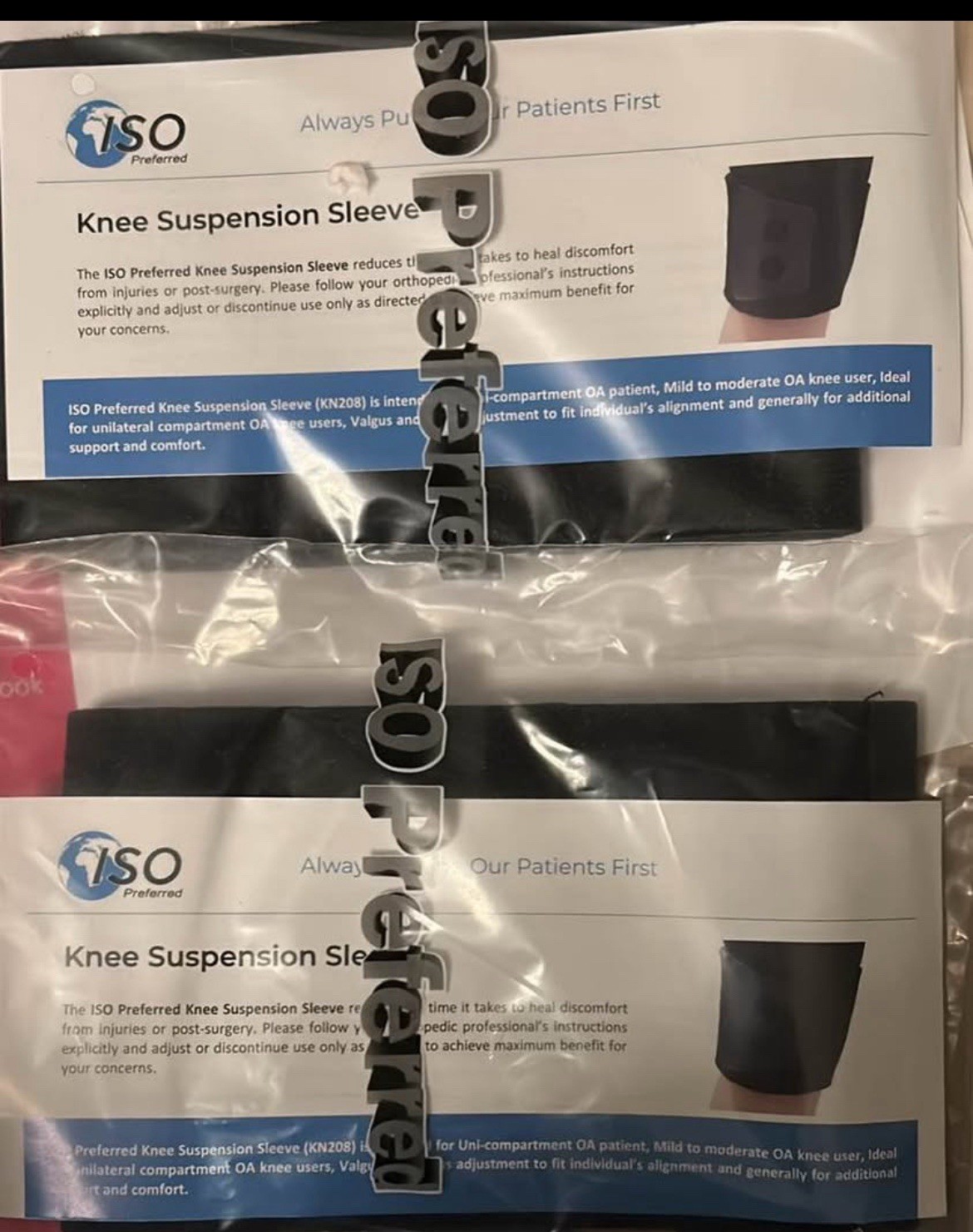 Lot of 2- ISO Preferred ISO Universal Size Knee Suspension Sleeves New