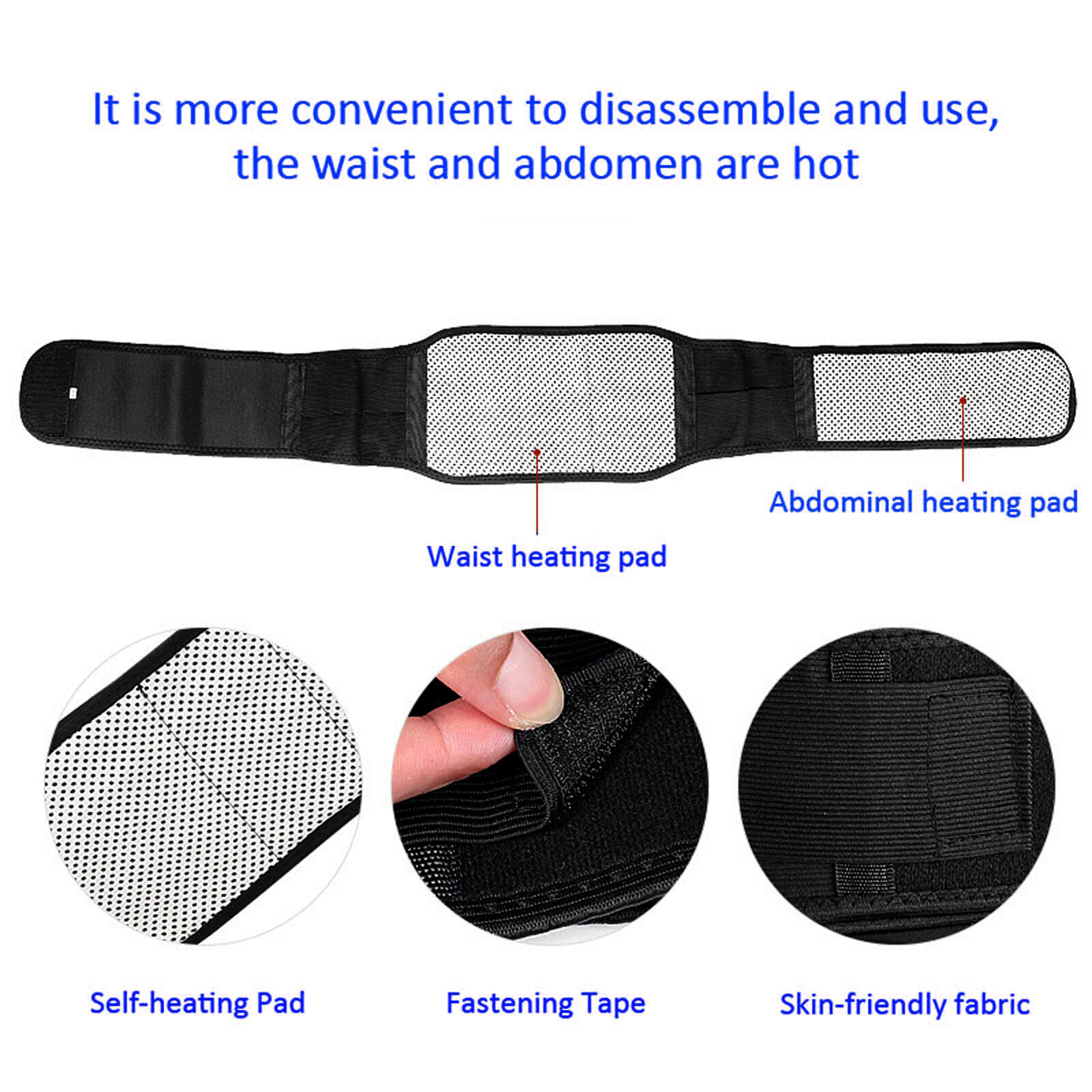 Magnetic Self Heating Back Support Brace Lumbar Lower Waist Belt for Pain Relief
