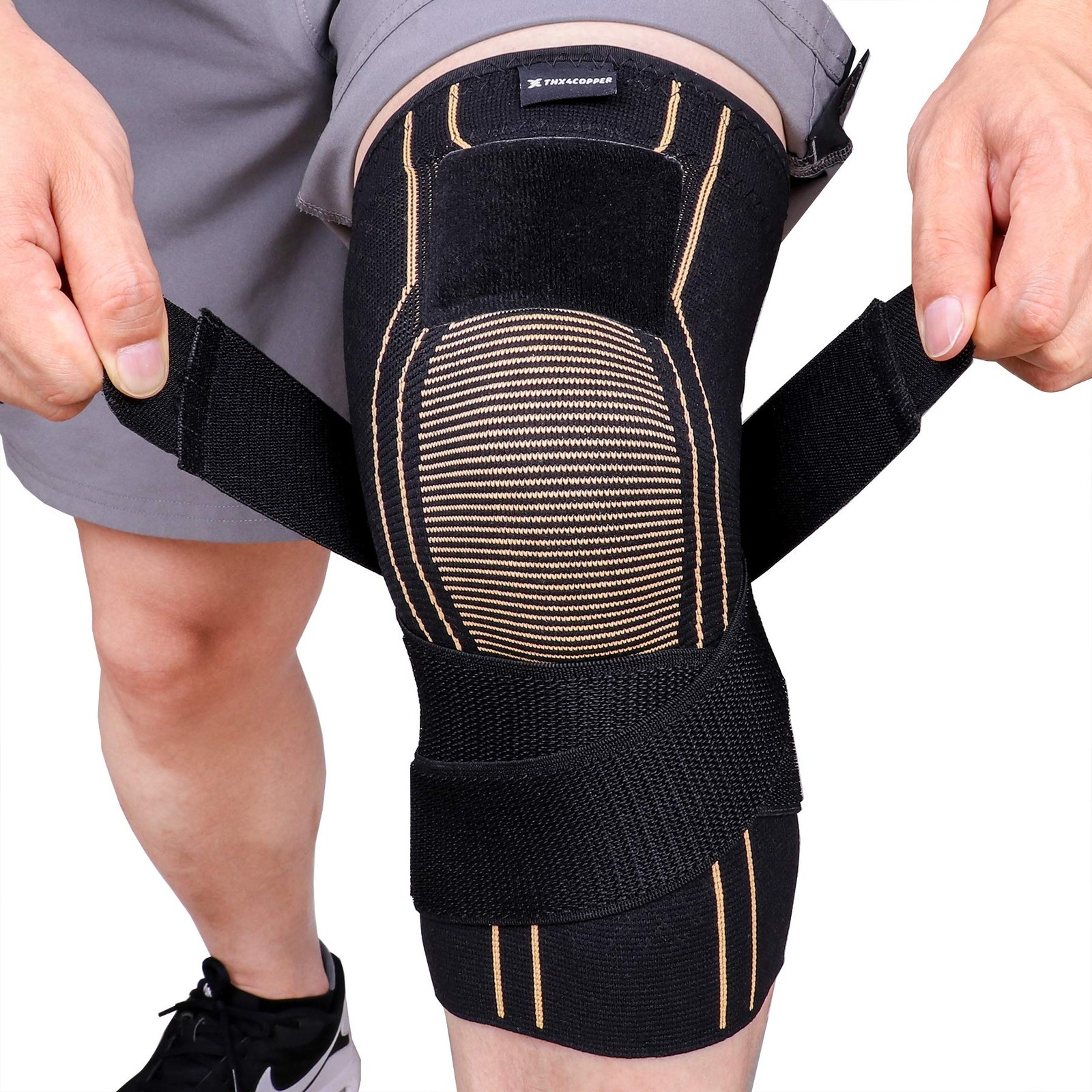 THX4COPPER Sport Compression Knee Brace with Medium (Pack of 1), Black