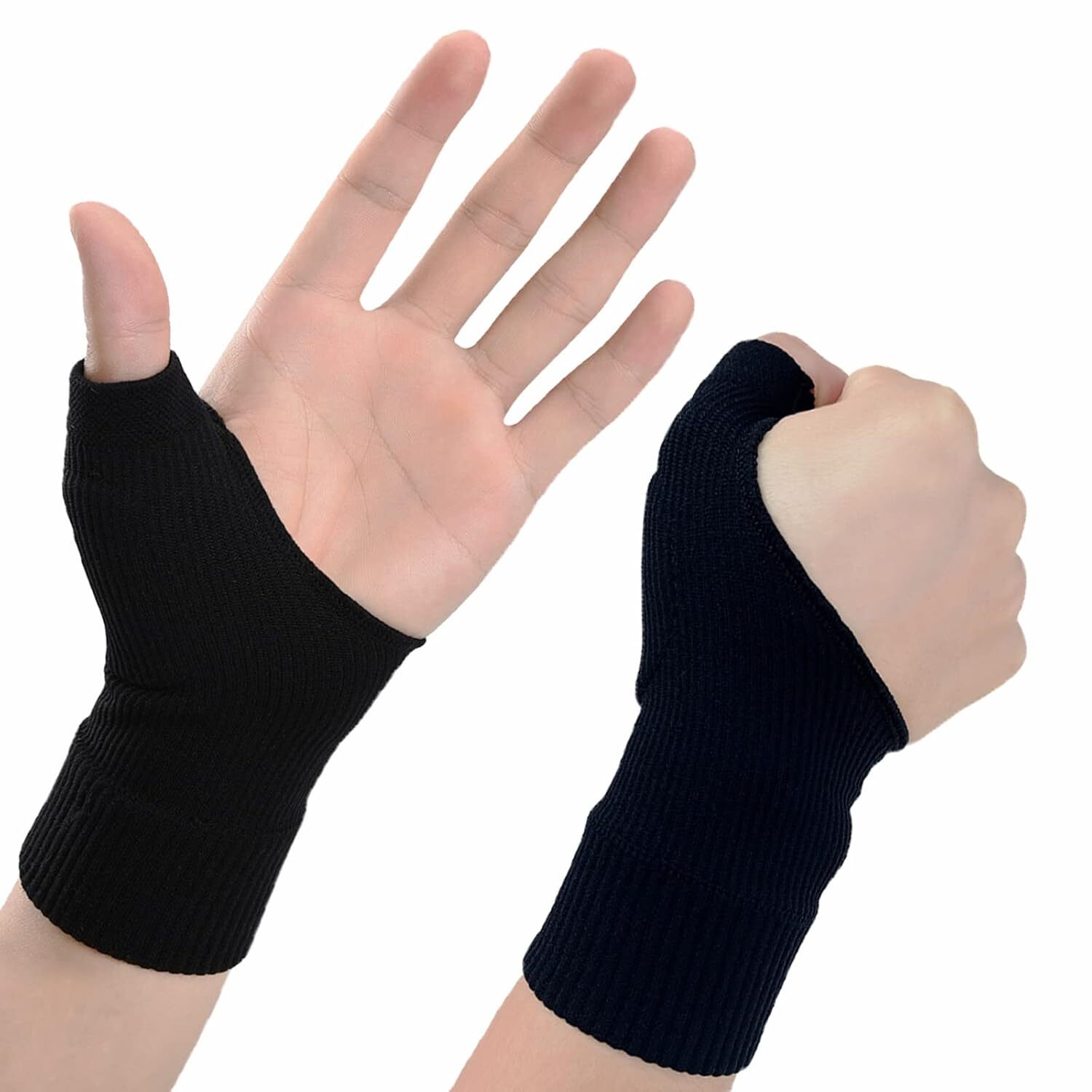2PAIR Thumb Wrist Rest Compression Sleeve Adult Elastic Thumb Splint Glove Liner