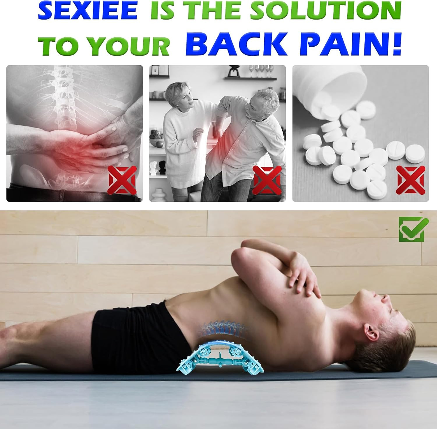 Back Stretcher, Pneumatic Inflatable Lumbar Support Board with Hand Pump & Relea