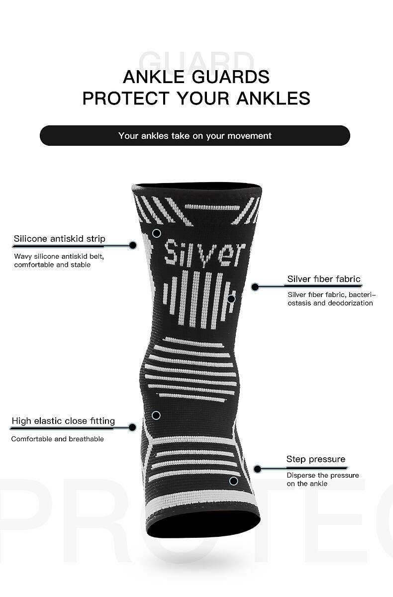 Copper Ankle Brace Compression Sleeve Support Socks Foot Fasciitis Pain Relief