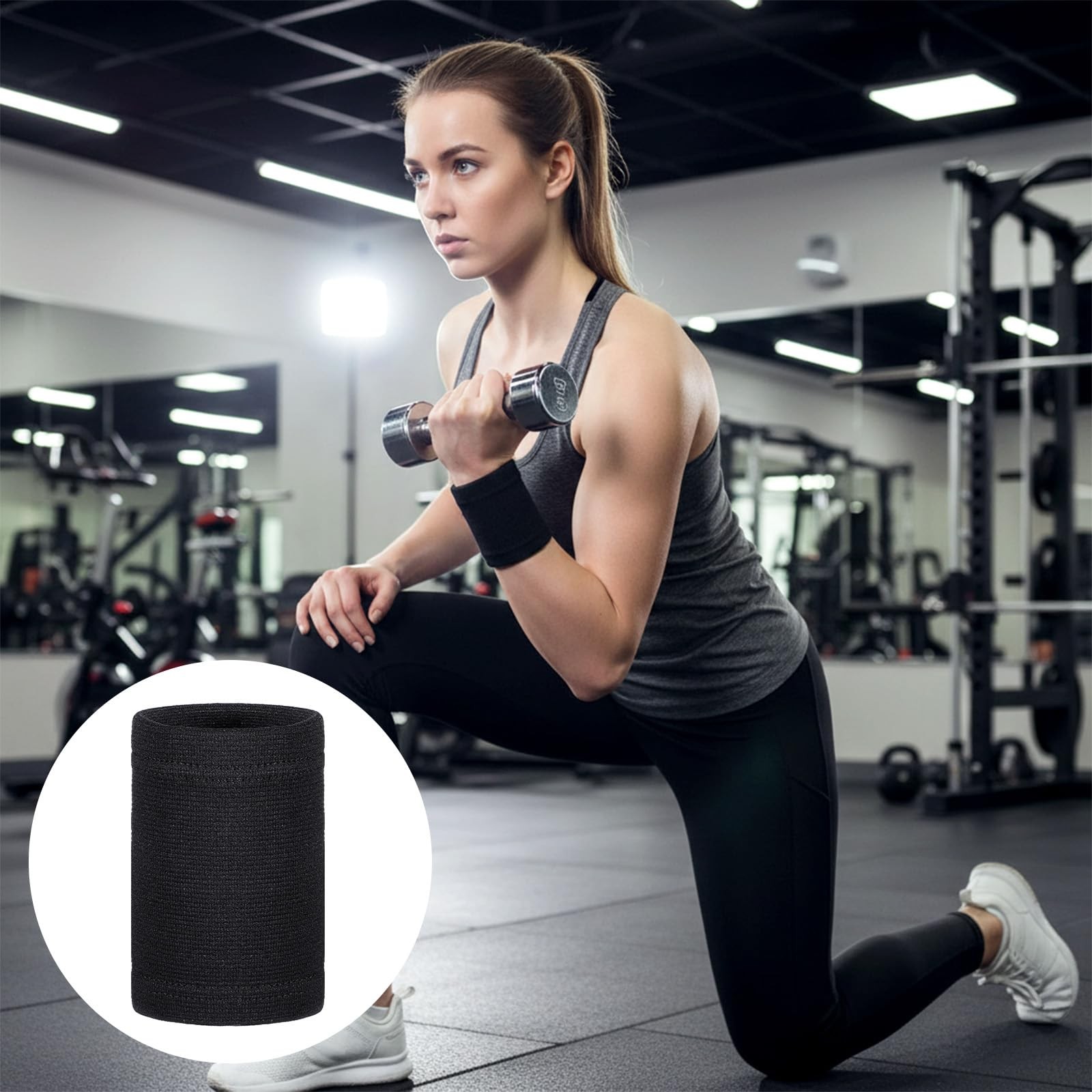Aeaocvo 4 Pcs Wrist Compression Sleeve, Soft Elastic Sport M, Black and Beige
