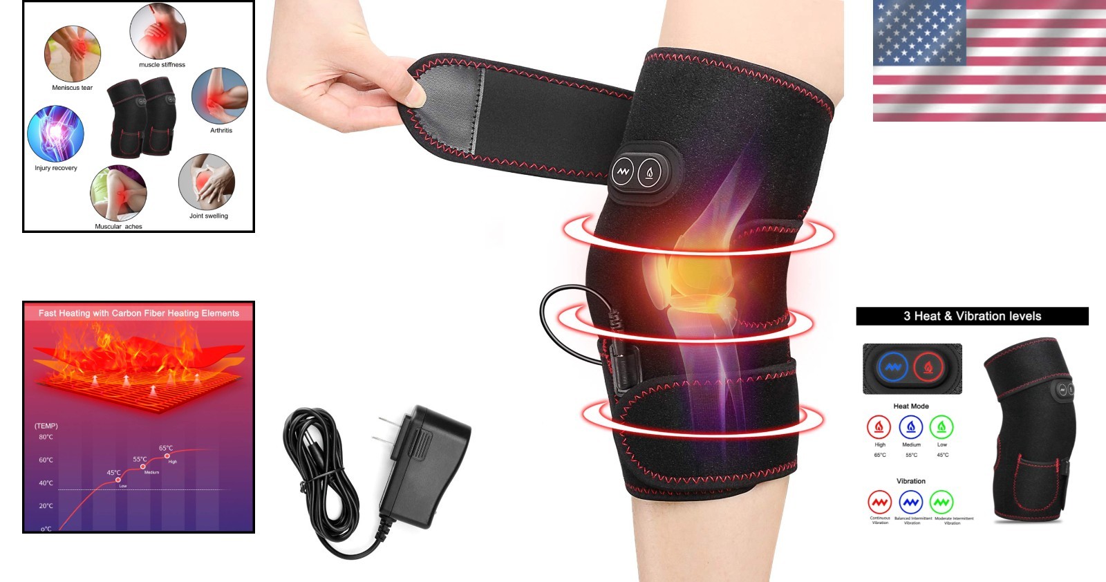 Comfortable Heated Knee Wrap with Vibration Therapy – Perfect for Pain Relief