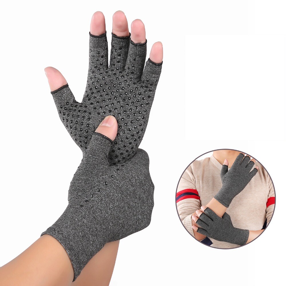 Pair Copper Anti Arthritis Gloves Hand Support Pain Relief Finger Compression P6