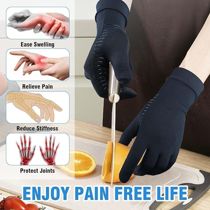 2 pares de guantes de cobre para artritis con dedos completos y punta para panta