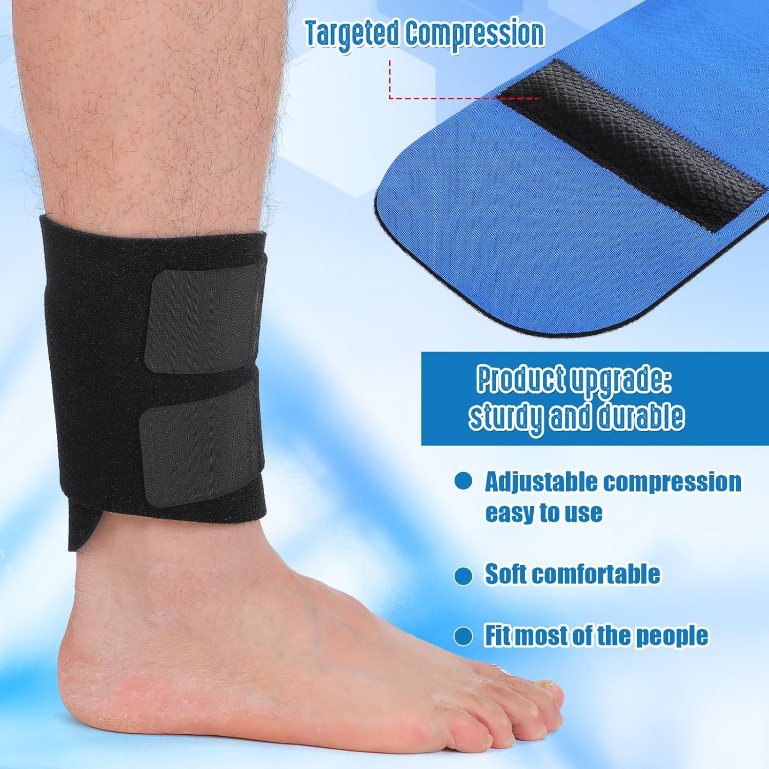 2 Pcs Shin Splint Compression Wraps Adjustable Calf Brace Support Sleeve Black