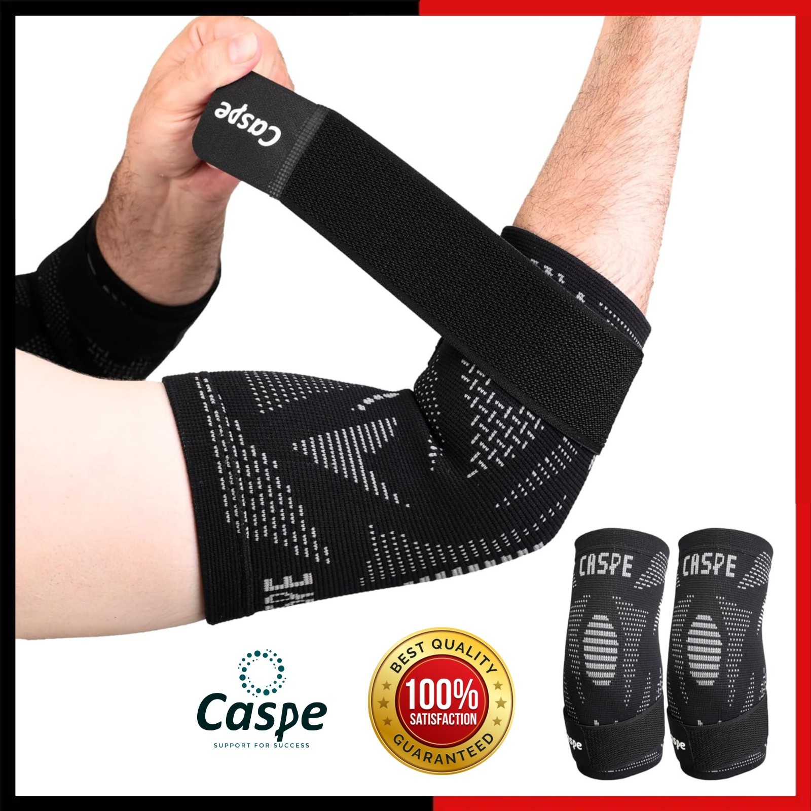 Caspe 2-Pack Elbow Sleeve Brace Wrap Adjustable Support Arm Arthritis Tendonitis