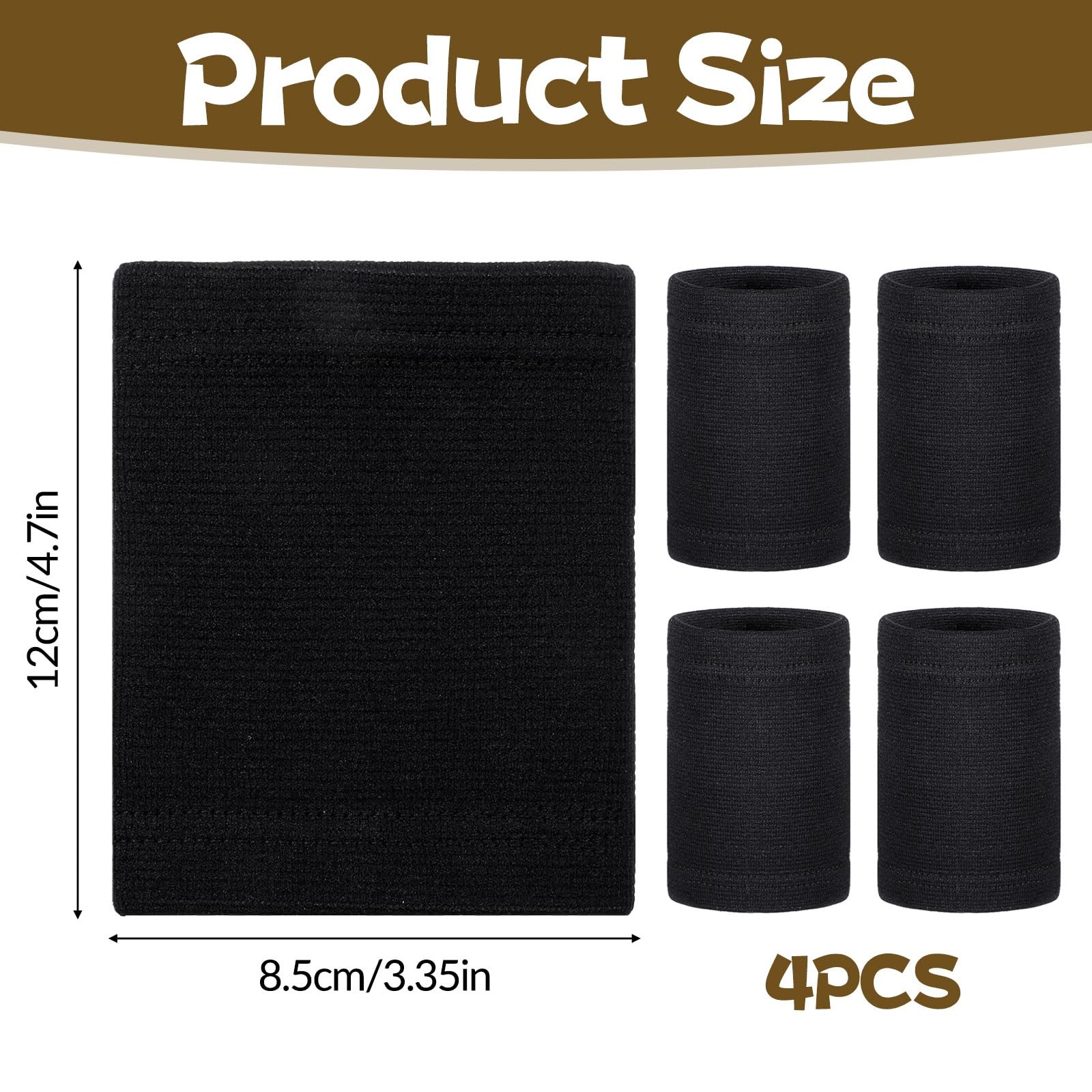 Aeaocvo 4 Pcs Wrist Compression Sleeve, Soft Elastic Sport M, Black and Beige