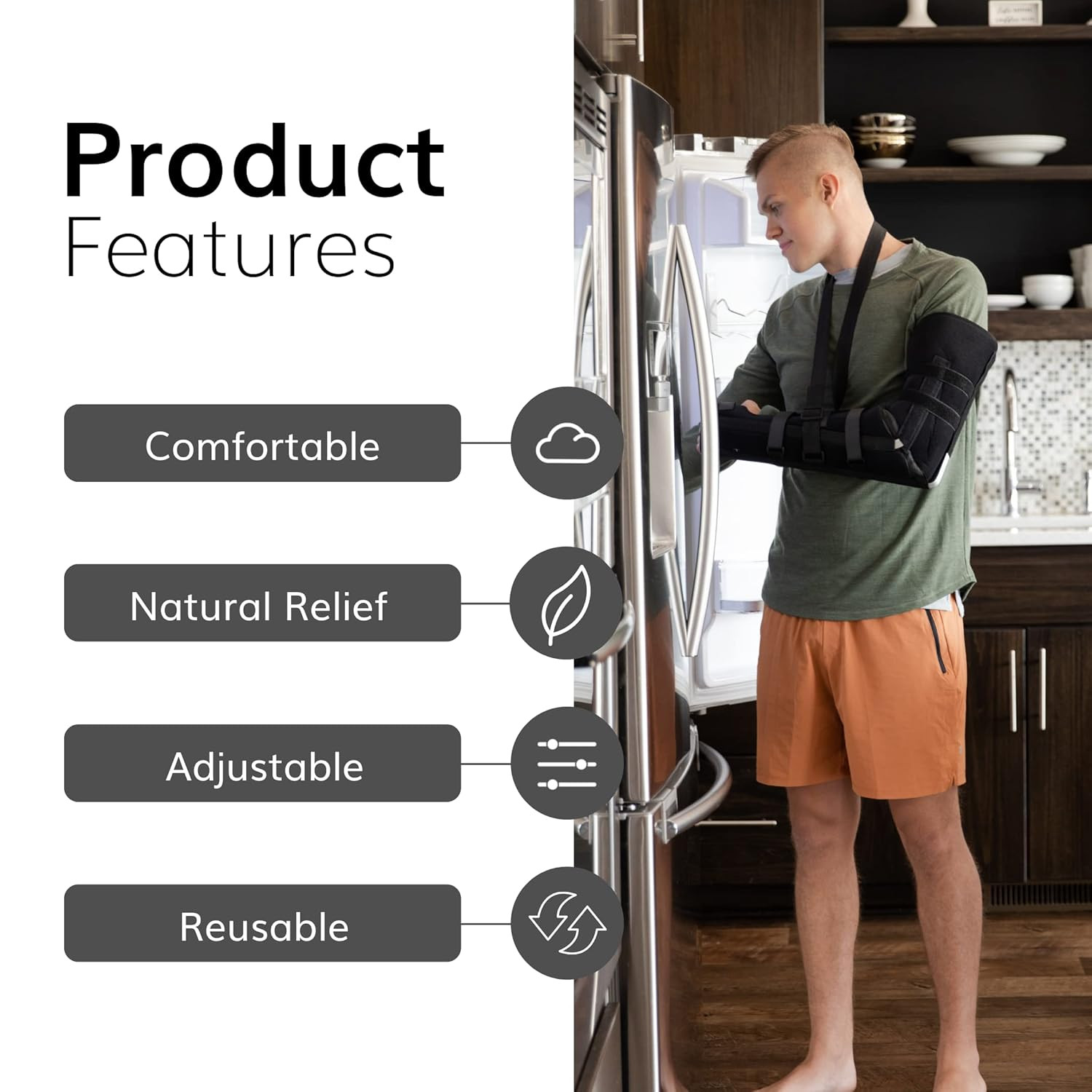 Posterior Long Arm Splint – Elbow Immobilizer Right or Left Forearm Brace with S