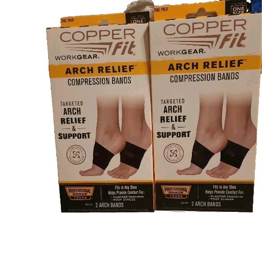 2 Pairs Copper Fit Work Gear Arch Relief Compression Bands, Professional Grade