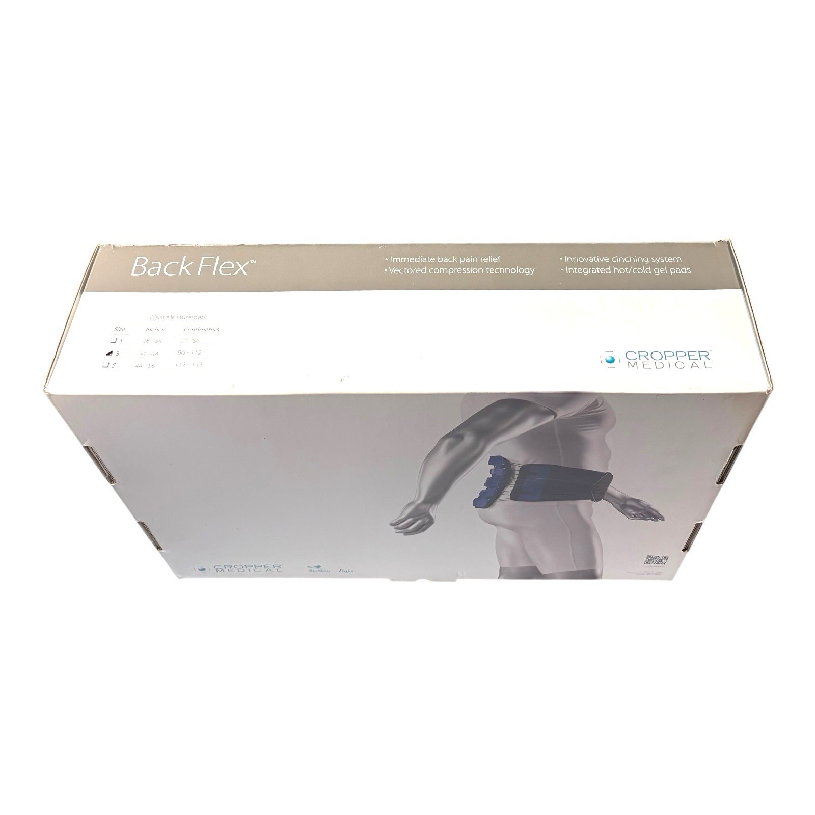 BioSkin Back Flex Lumbar Brace # 37303 Size 1 28-34” Hot-Cold Gel Pads NEW
