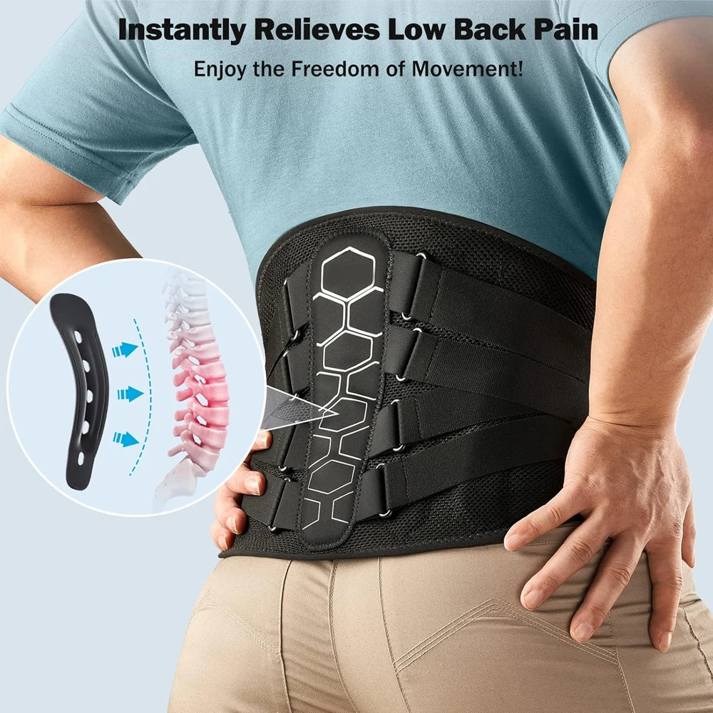 Back Brace Lumbar Support Belt Ergonomic Pad Heavy Lifting Men Women