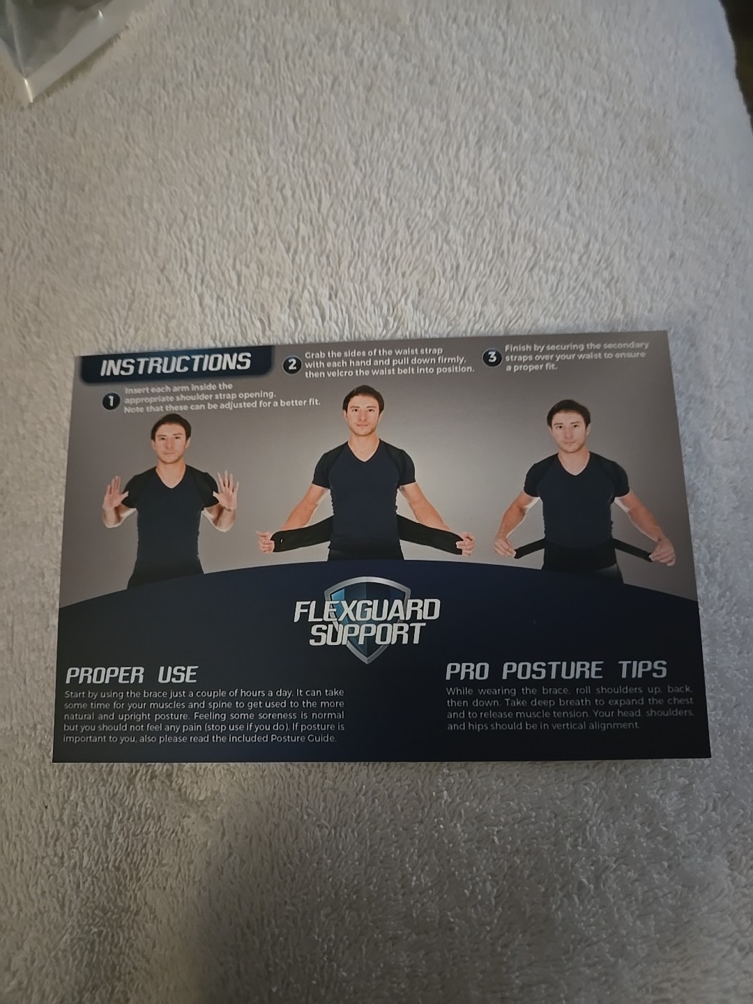Flexguard Adjustable Back Support & Posture Correcting Brace With Guide Book New